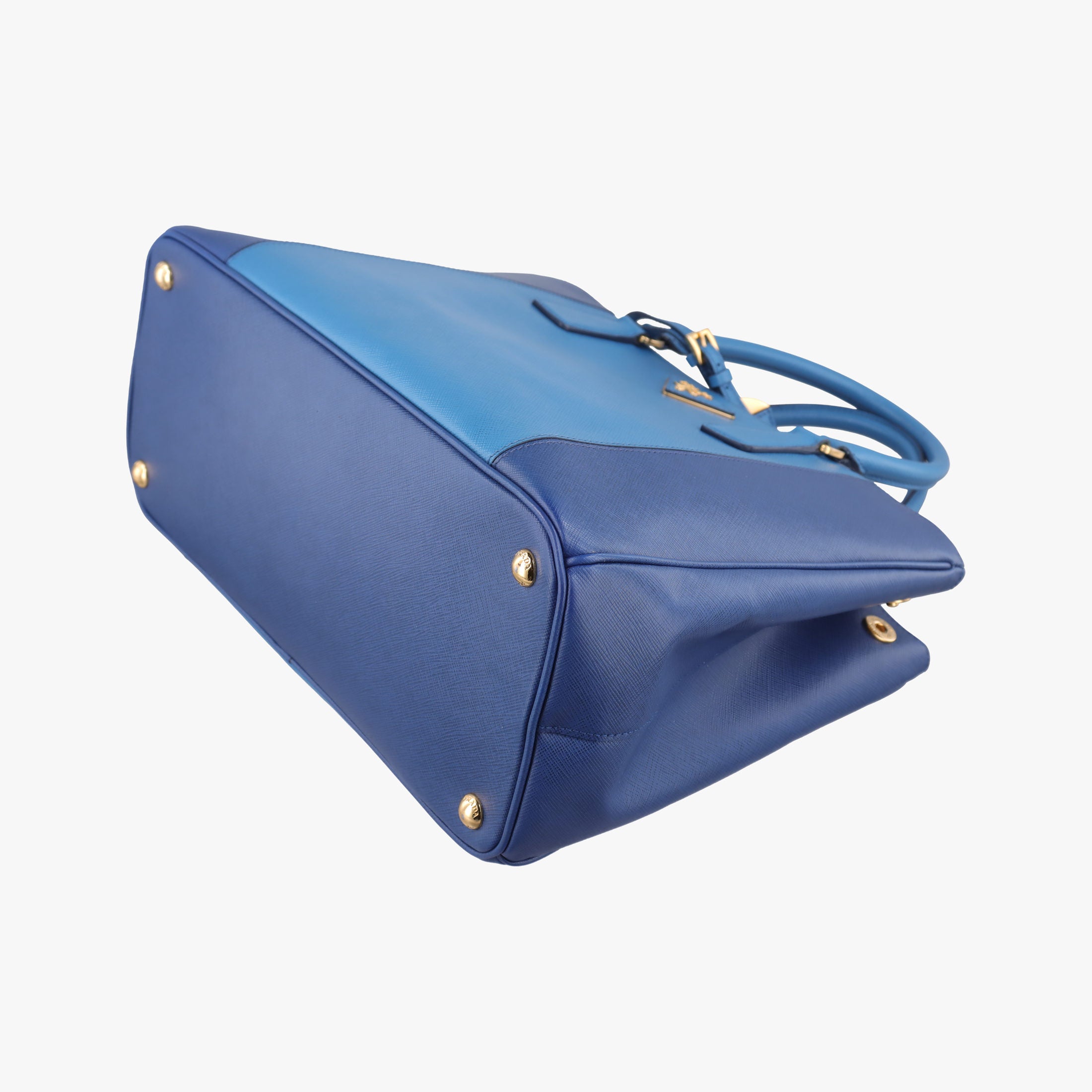 Pre-owned Prada Galleria Blue×Navy SAFFIANO Leather B2274C shoulderbag | stylenewstar