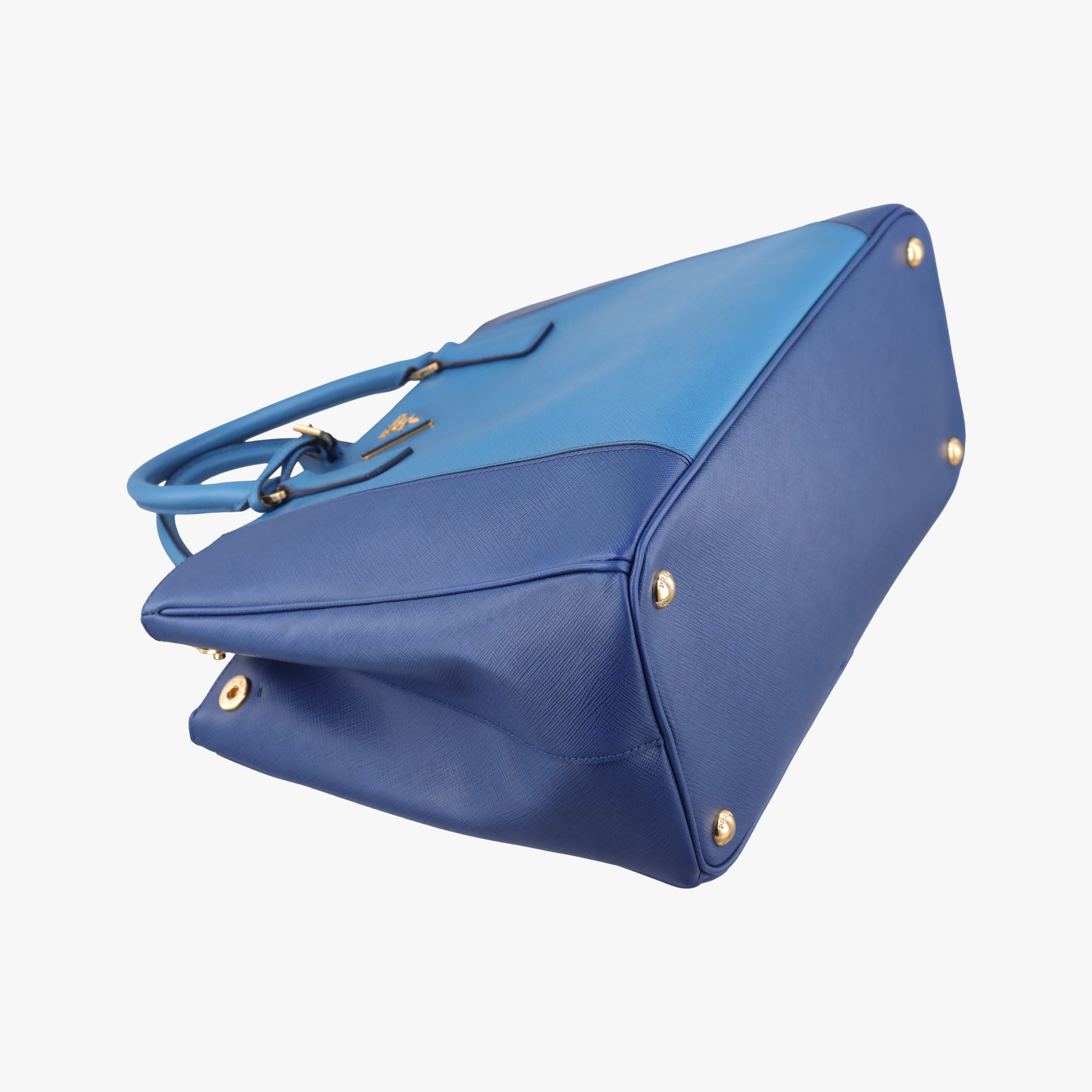Pre-owned Prada Galleria Blue×Navy SAFFIANO Leather B2274C shoulderbag | stylenewstar