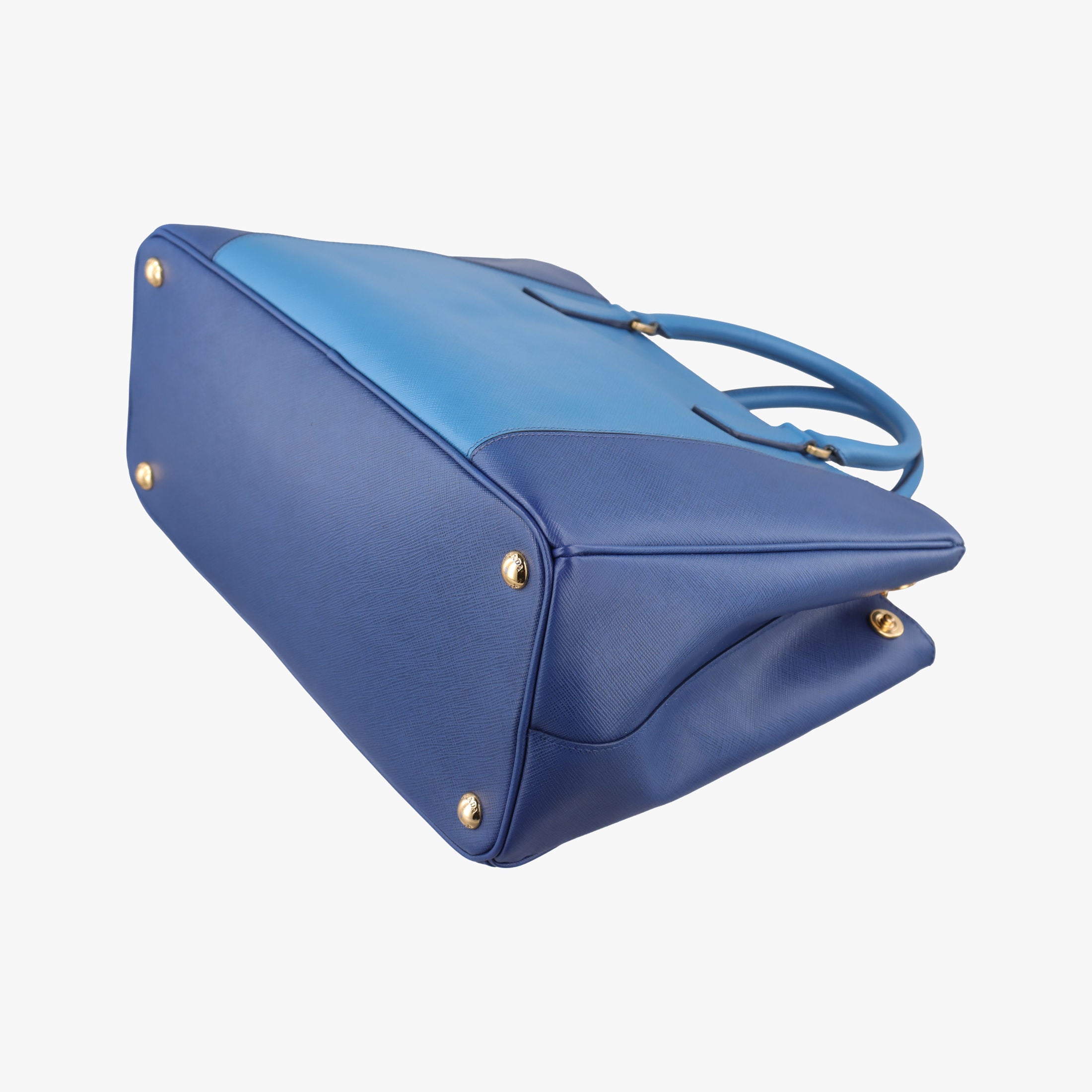 Pre-owned Prada Galleria Blue×Navy SAFFIANO Leather B2274C shoulderbag | stylenewstar