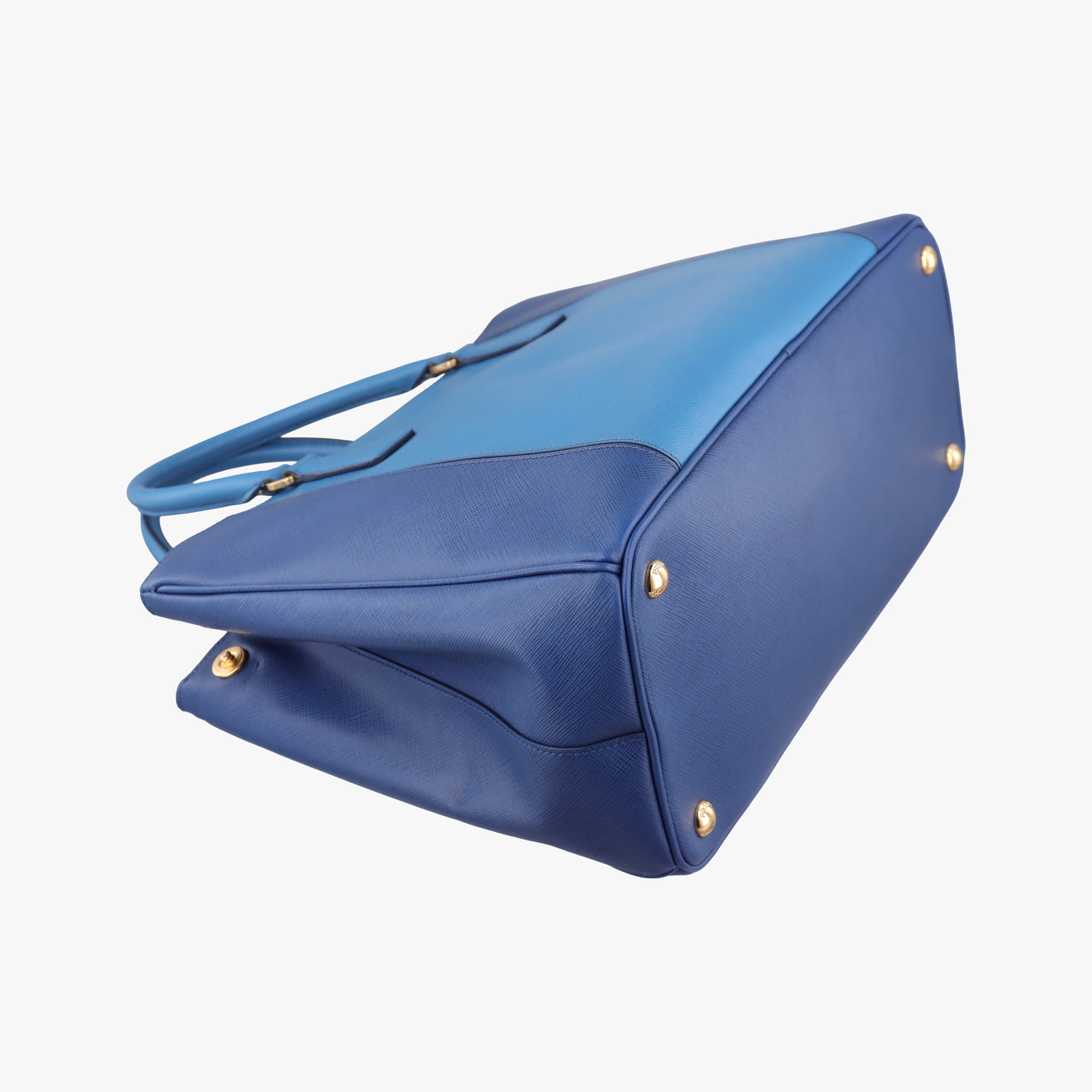 Pre-owned Prada Galleria Blue×Navy SAFFIANO Leather B2274C shoulderbag | stylenewstar