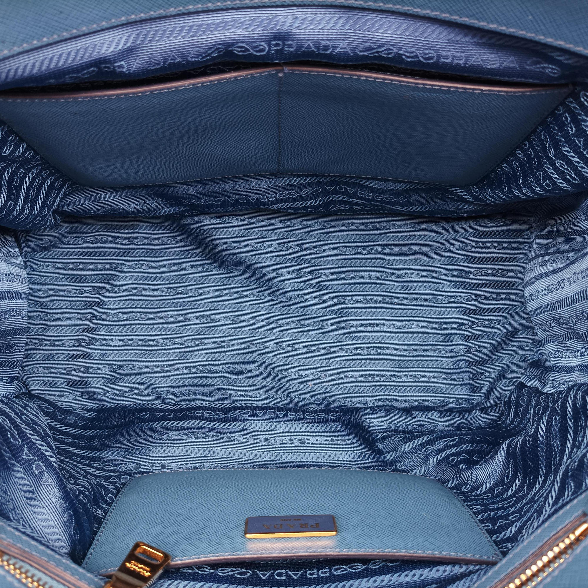 Pre-owned Prada Galleria Blue×Navy SAFFIANO Leather B2274C shoulderbag | stylenewstar