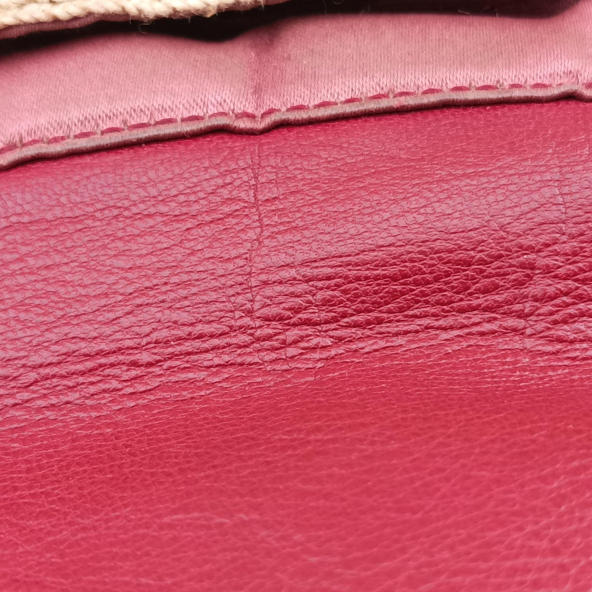 Vintage Fendi Mamma Baguette Beige × Burgundy Raffia × Leather 8BR001 shoulderbag | stylenewstar