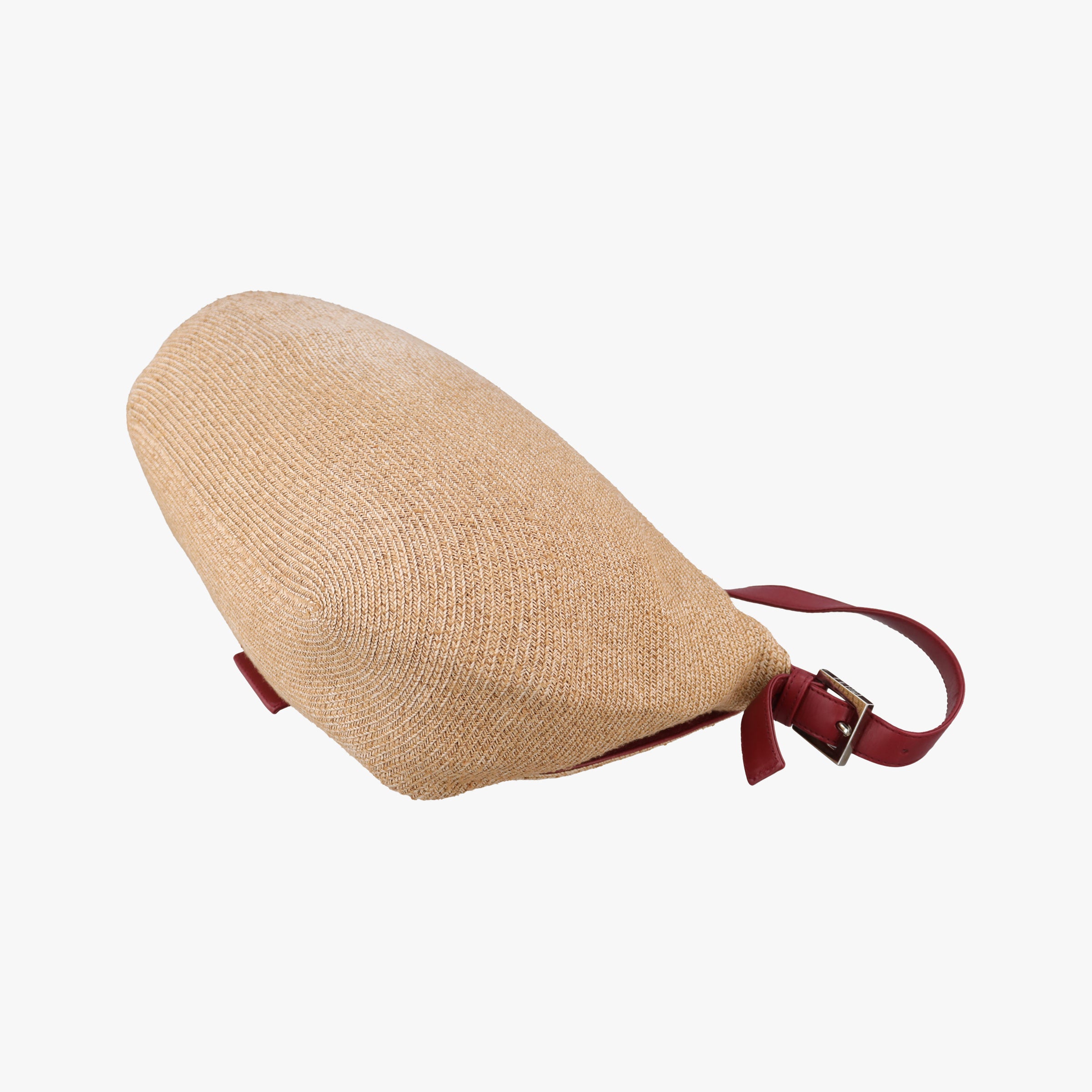 Vintage Fendi Mamma Baguette Beige × Burgundy Raffia × Leather 8BR001 shoulderbag | stylenewstar