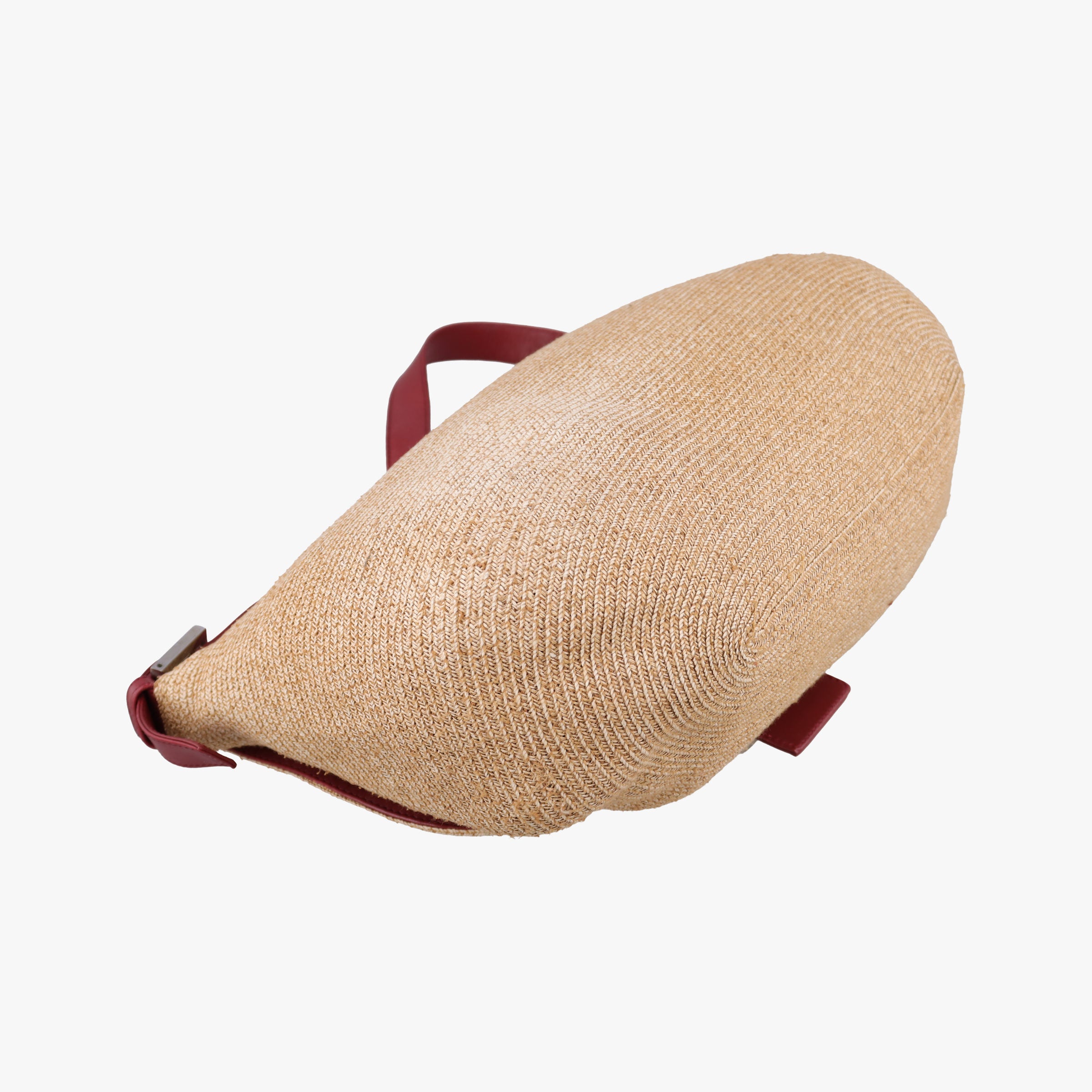 Vintage Fendi Mamma Baguette Beige × Burgundy Raffia × Leather 8BR001 shoulderbag | stylenewstar
