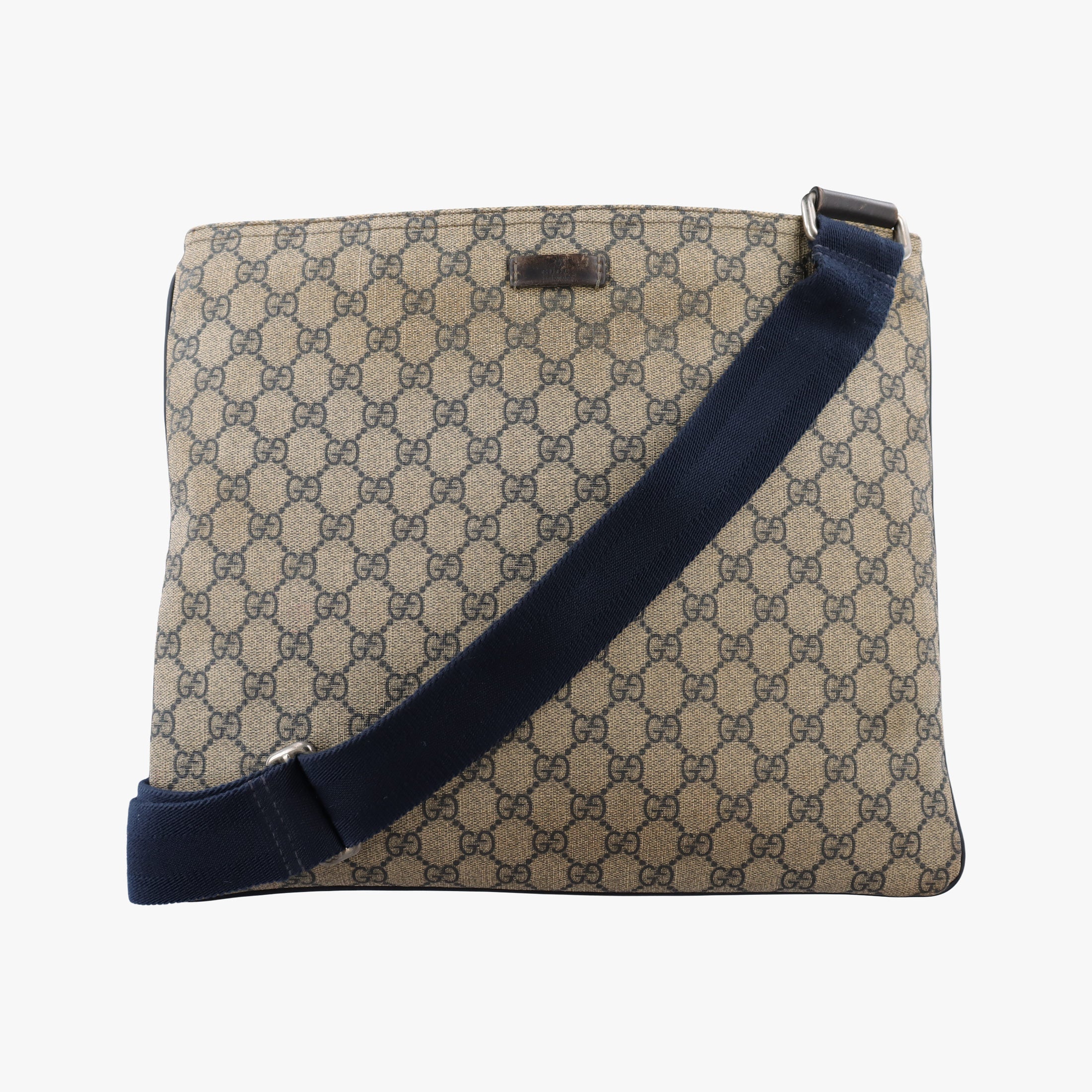 Pre-owned Gucci GG Plus GG Supreme Beige×Navy PVC coated canvas×Leather 201446 shoulderbag | stylenewstar