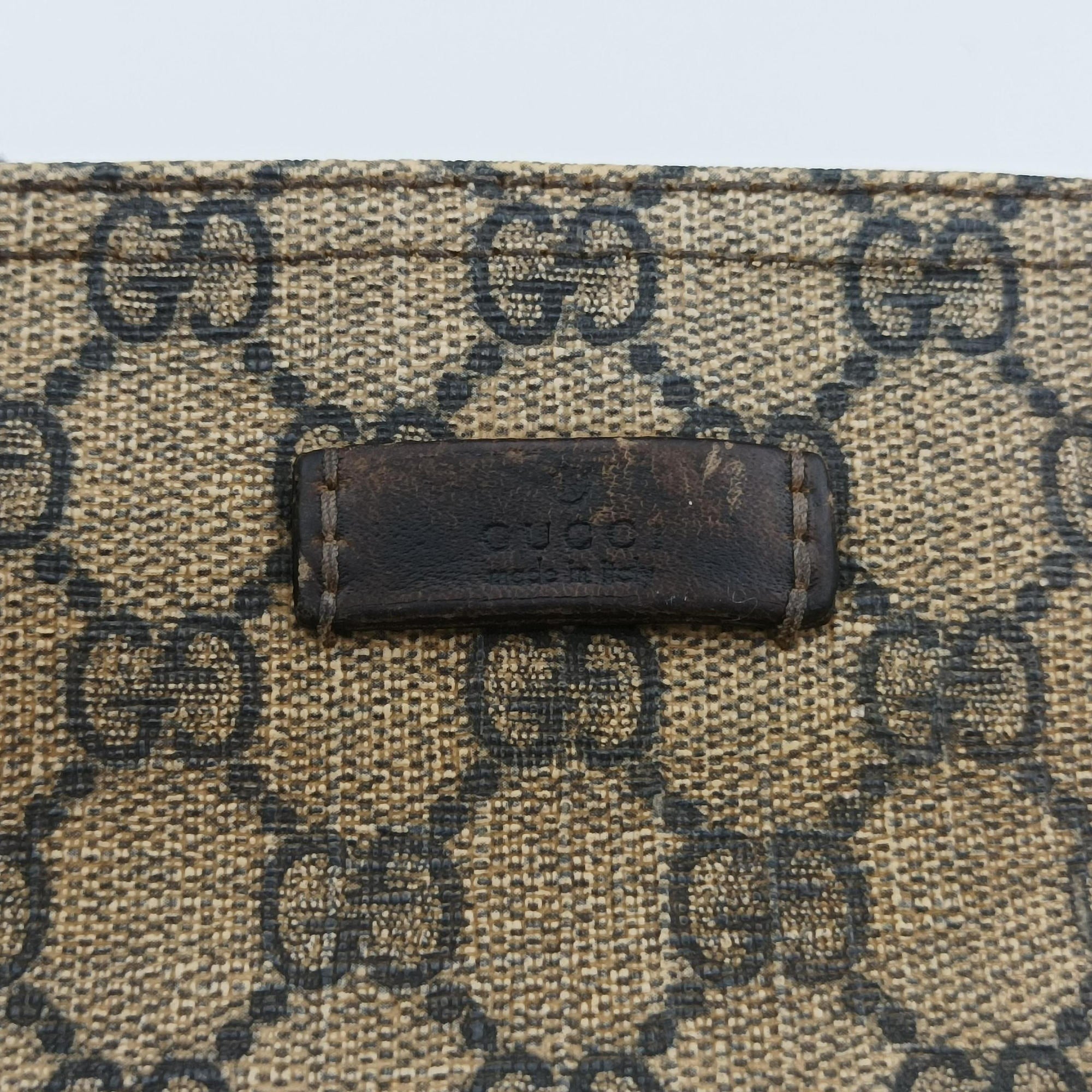 Pre-owned Gucci GG Plus GG Supreme Beige×Navy PVC coated canvas×Leather 201446 shoulderbag | stylenewstar
