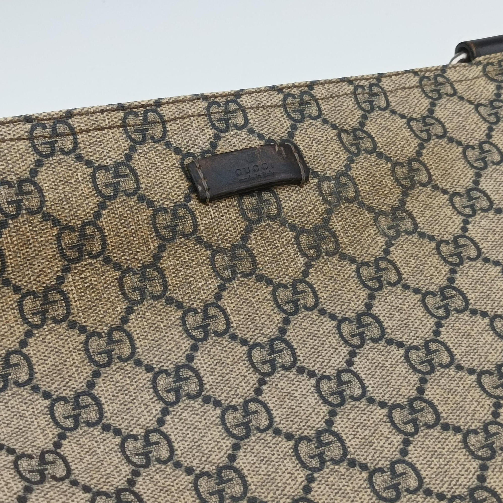 Pre-owned Gucci GG Plus GG Supreme Beige×Navy PVC coated canvas×Leather 201446 shoulderbag | stylenewstar