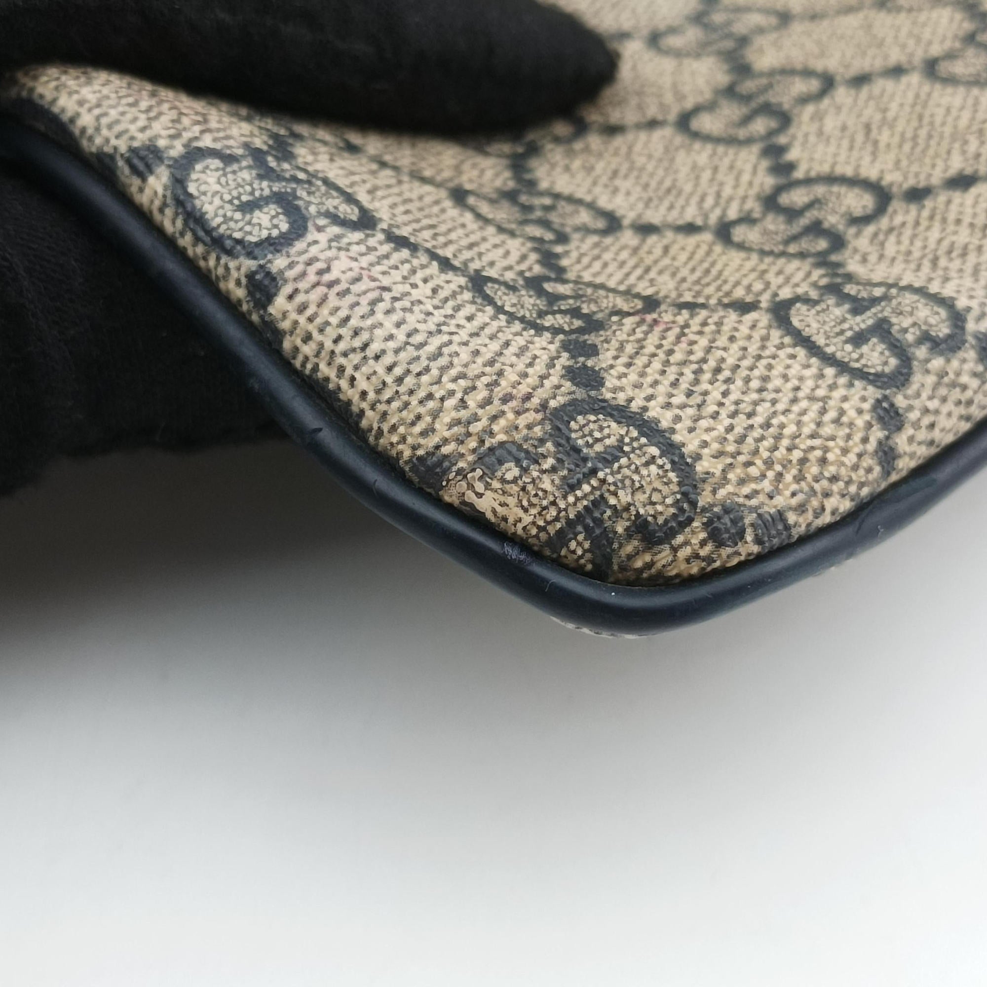 Pre-owned Gucci GG Plus GG Supreme Beige×Navy PVC coated canvas×Leather 201446 shoulderbag | stylenewstar