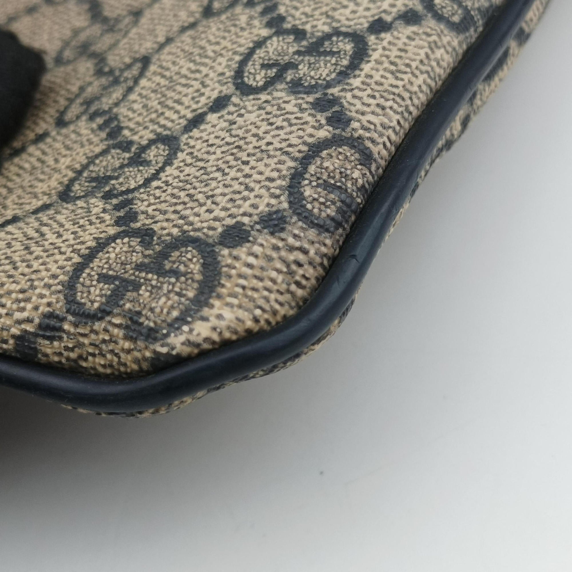 Pre-owned Gucci GG Plus GG Supreme Beige×Navy PVC coated canvas×Leather 201446 shoulderbag | stylenewstar