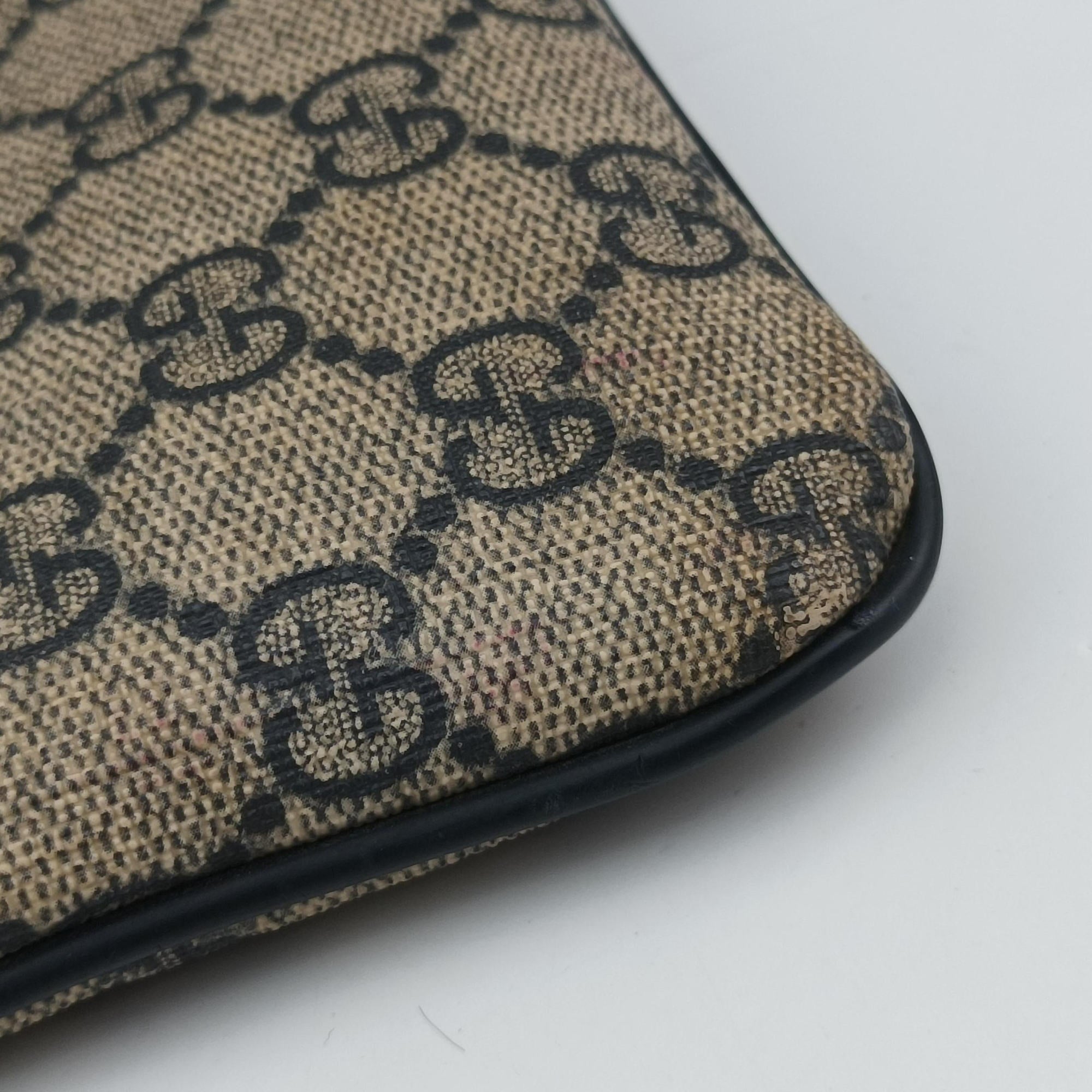 Pre-owned Gucci GG Plus GG Supreme Beige×Navy PVC coated canvas×Leather 201446 shoulderbag | stylenewstar