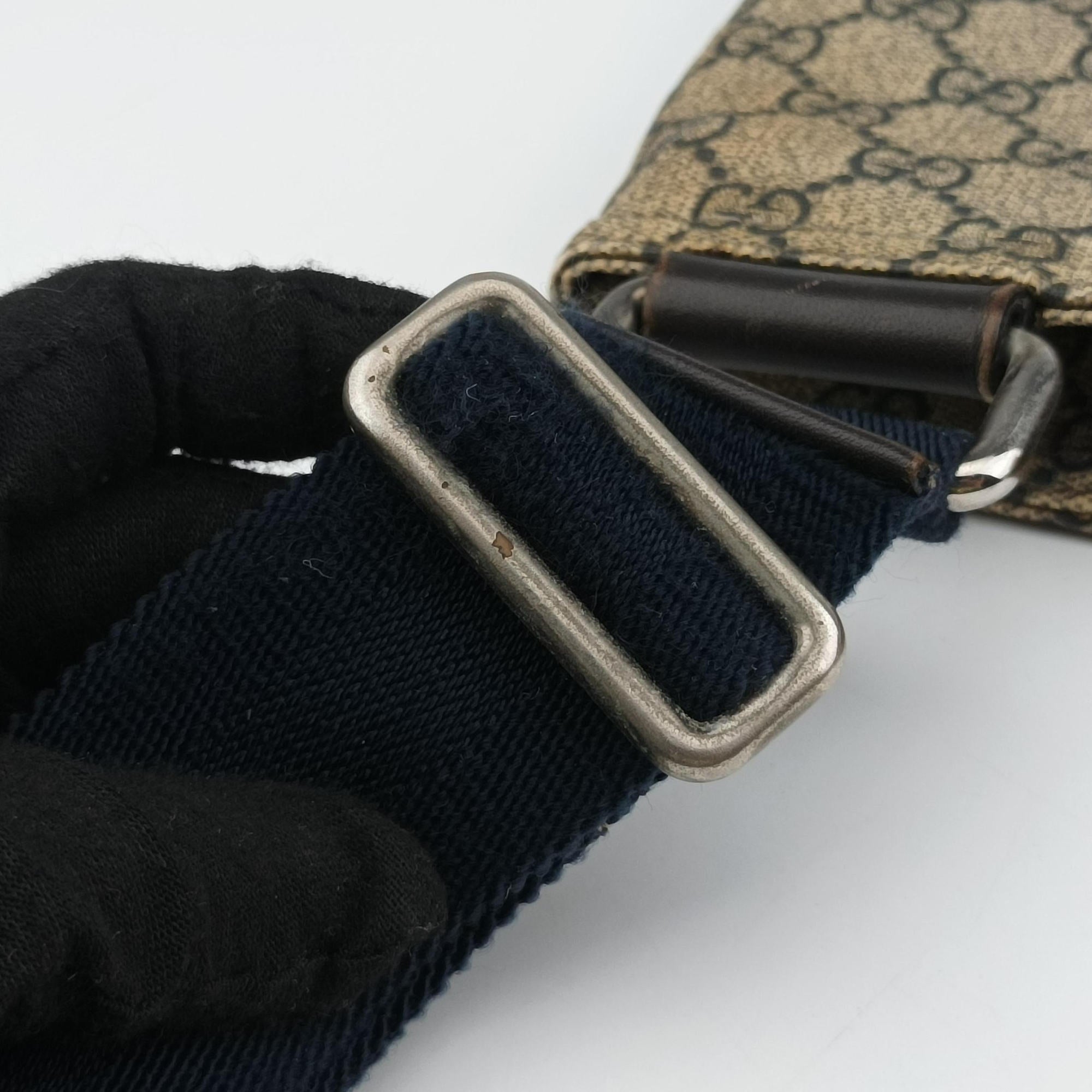 Pre-owned Gucci GG Plus GG Supreme Beige×Navy PVC coated canvas×Leather 201446 shoulderbag | stylenewstar