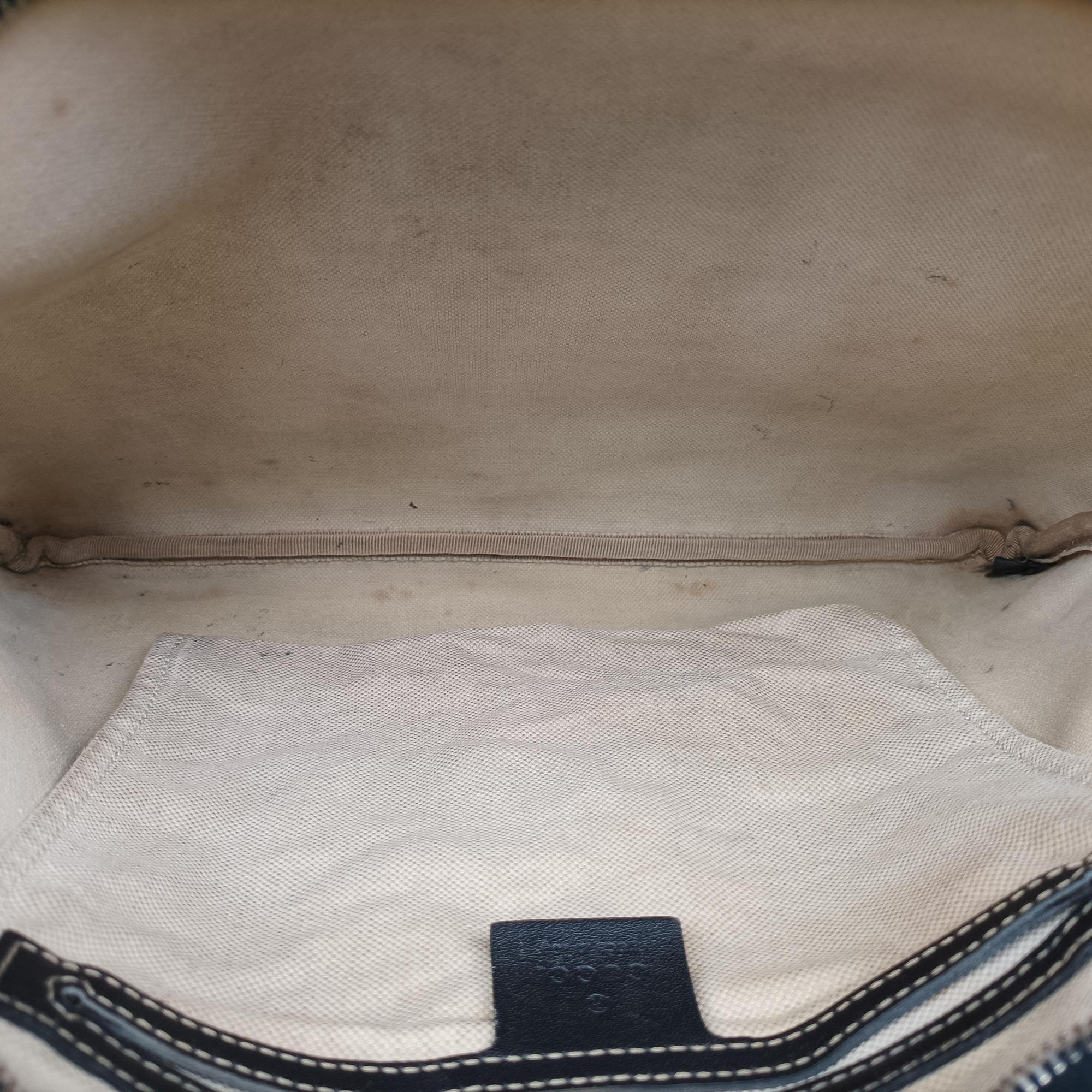 Pre-owned Gucci GG Plus GG Supreme Beige×Navy PVC coated canvas×Leather 201446 shoulderbag | stylenewstar