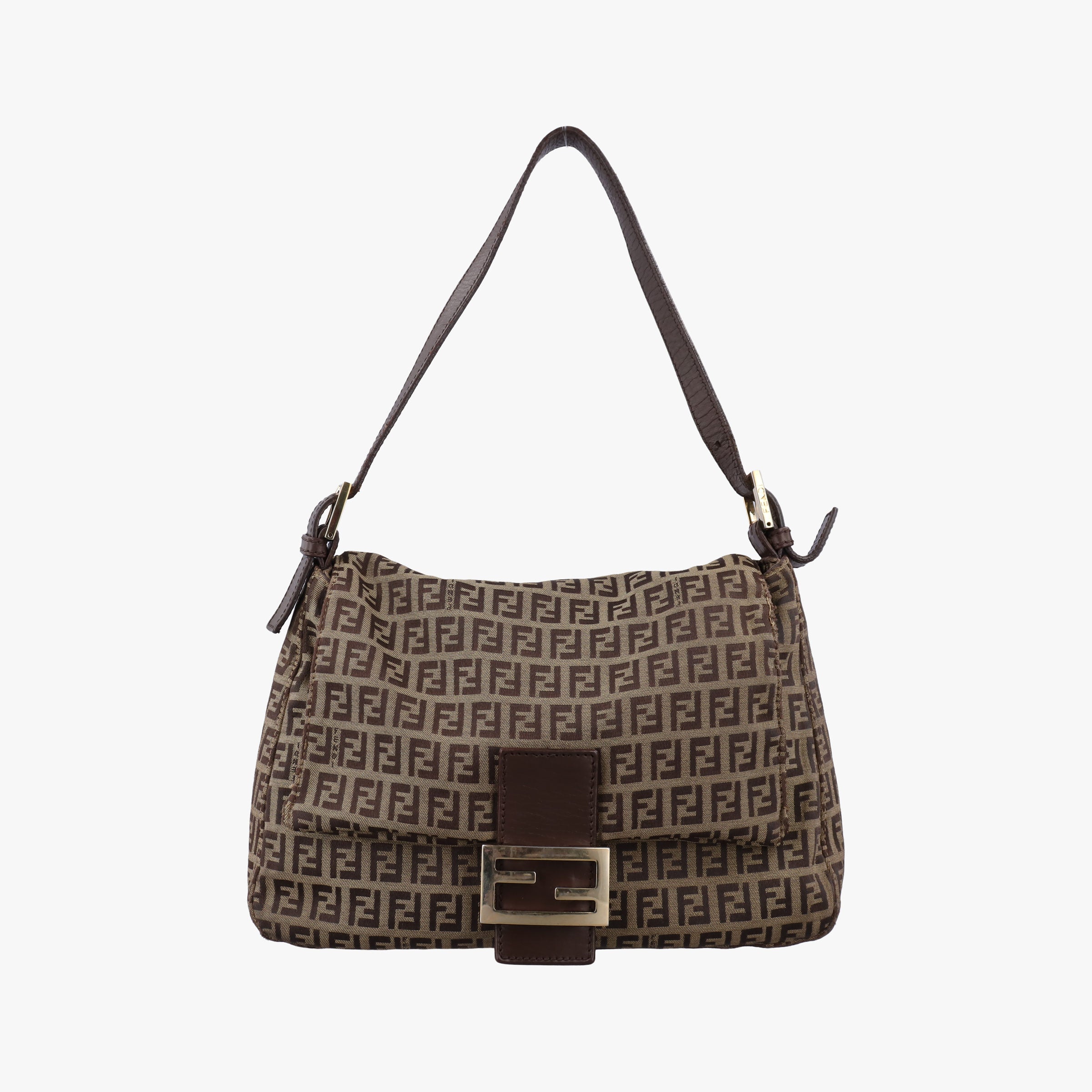 Vintage Fendi Baguette Zucchino Brown canvasxLeather 8BR01 handbag | stylenewstar