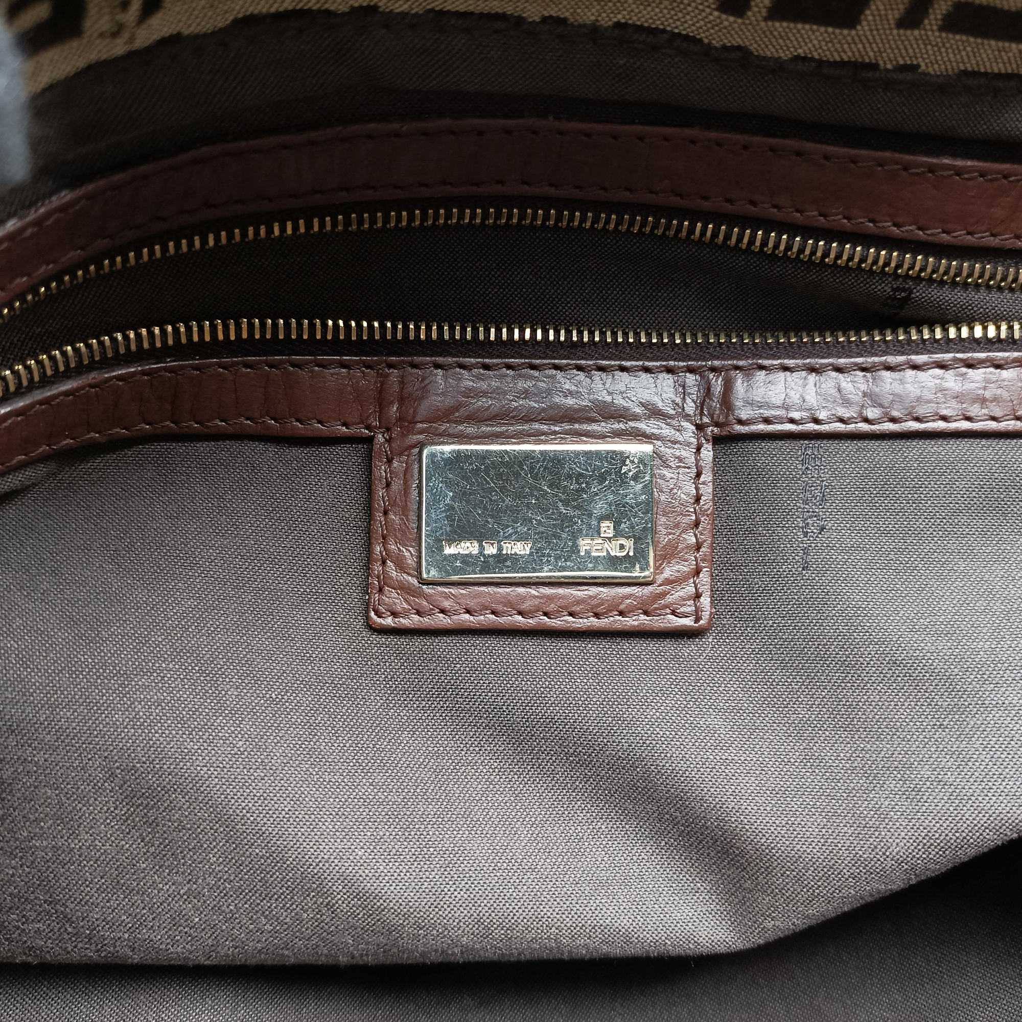 Vintage Fendi Baguette Zucchino Brown canvasxLeather 8BR01 handbag | stylenewstar
