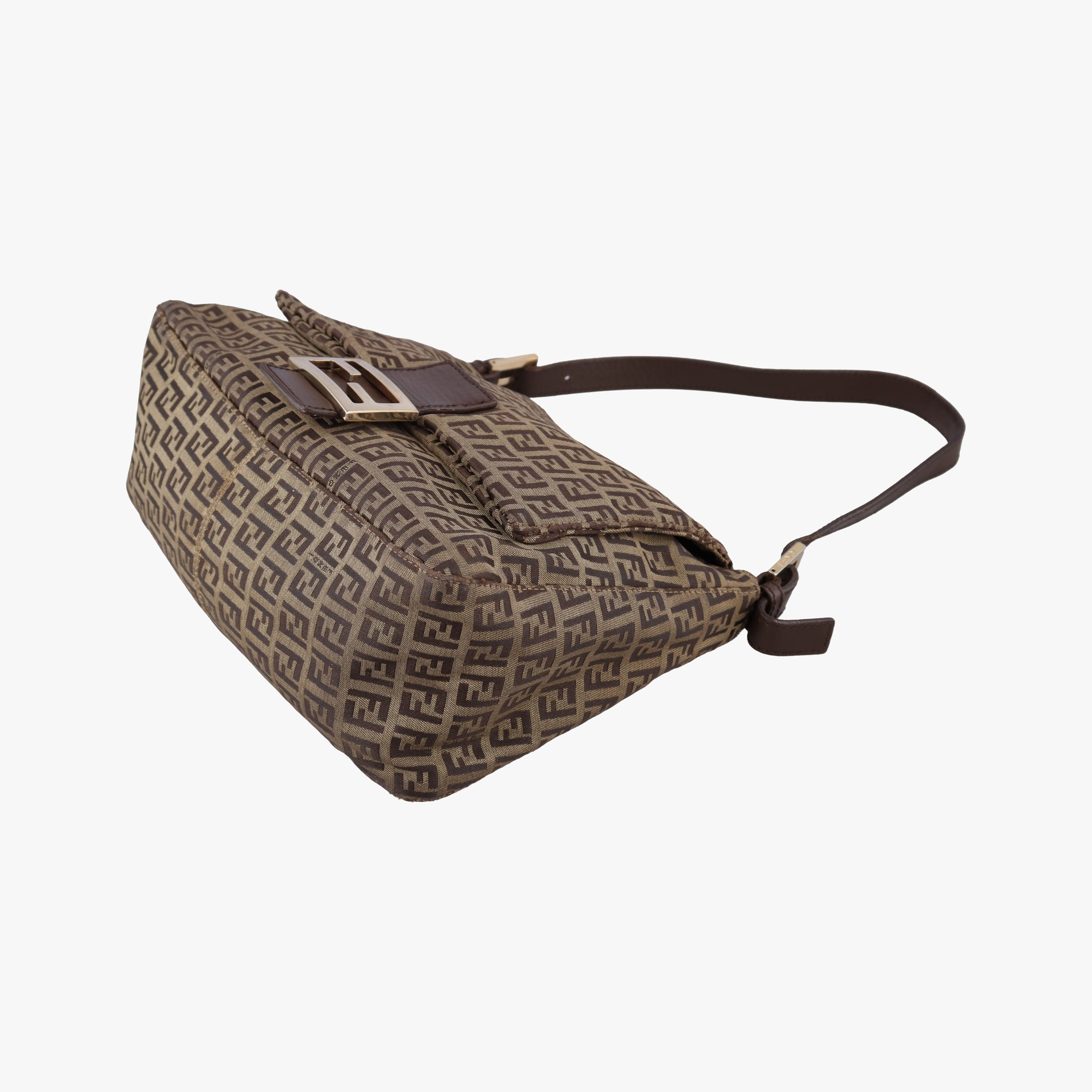 Vintage Fendi Baguette Zucchino Brown canvasxLeather 8BR01 handbag | stylenewstar