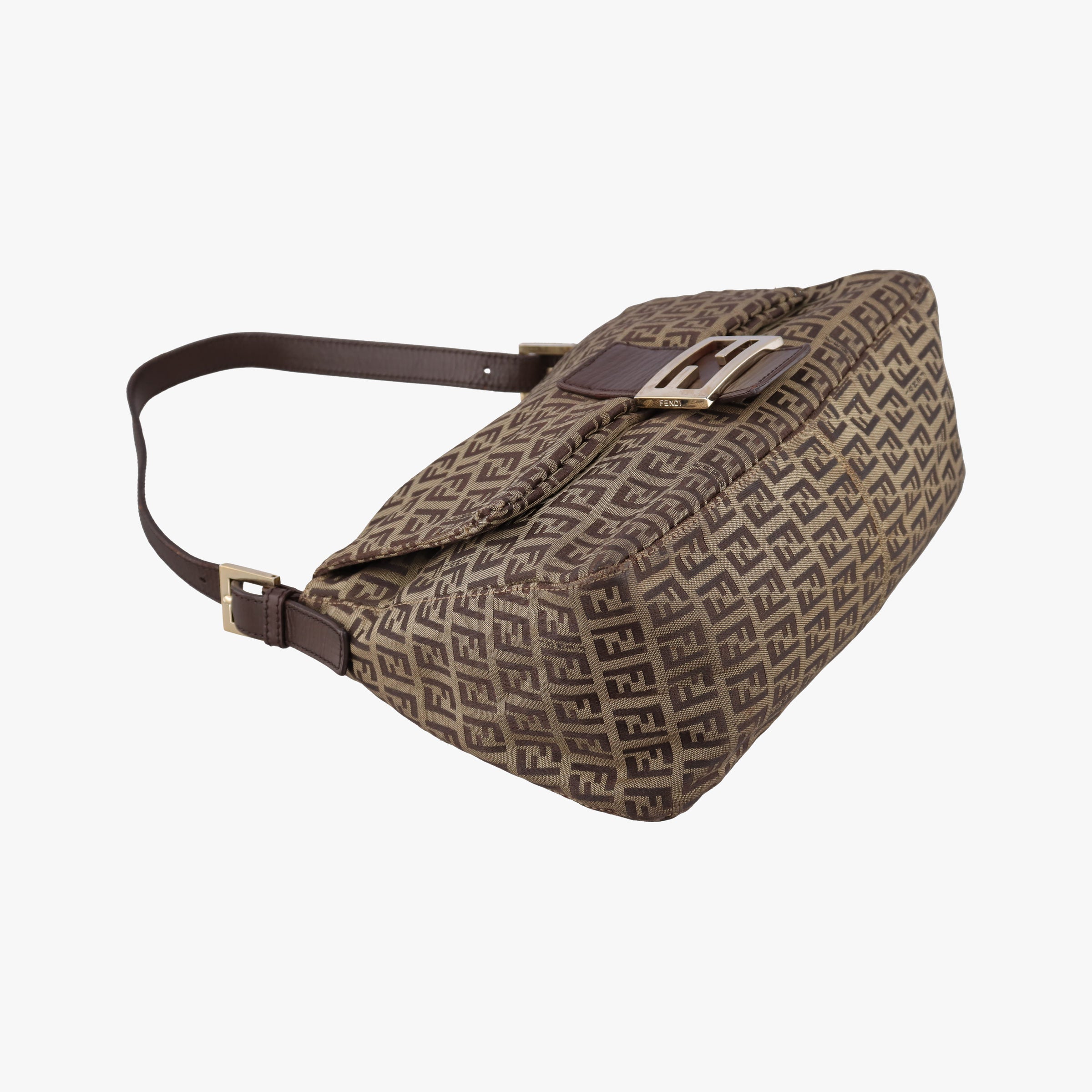 Vintage Fendi Baguette Zucchino Brown canvasxLeather 8BR01 handbag | stylenewstar