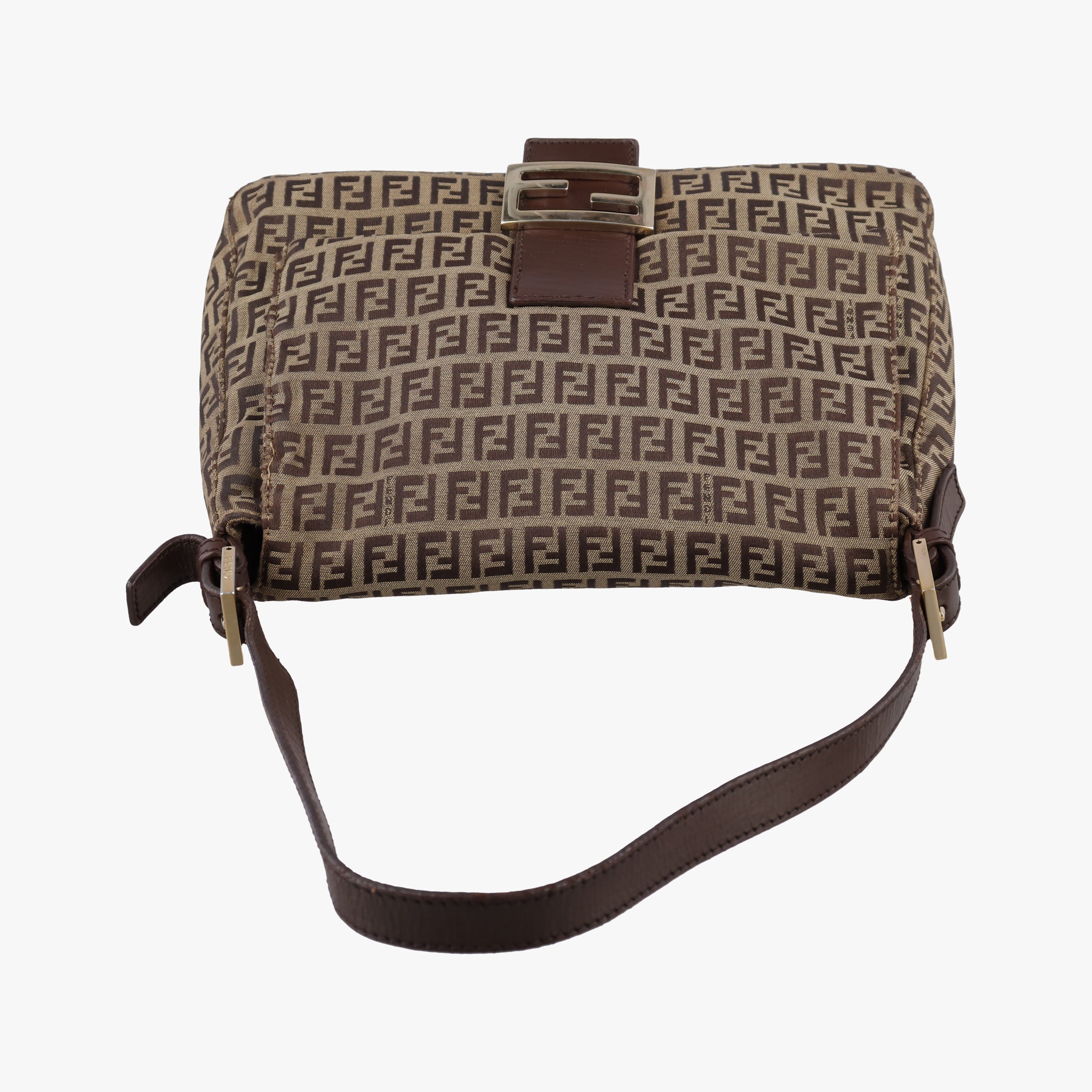 Vintage Fendi Baguette Zucchino Brown canvasxLeather 8BR01 handbag | stylenewstar