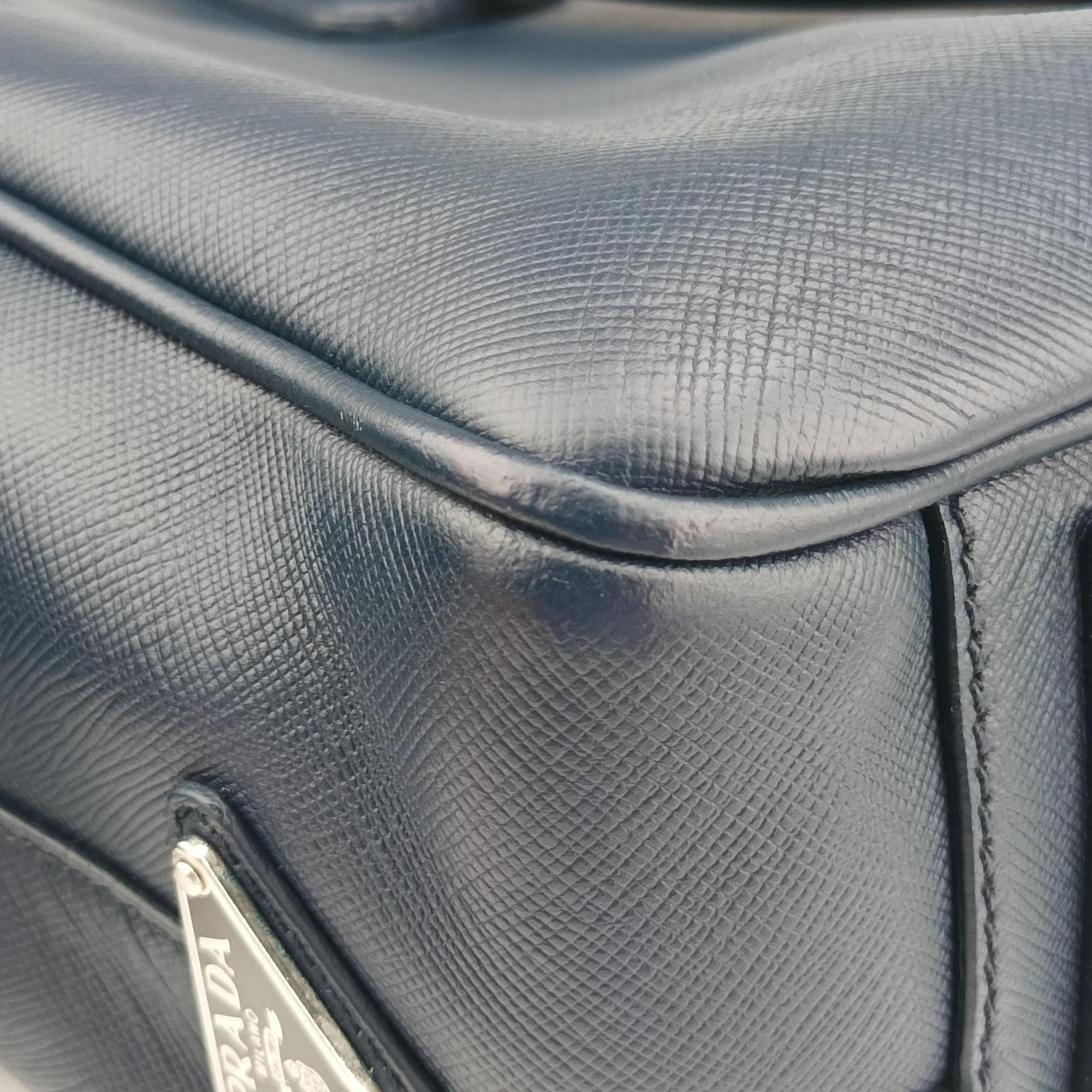 Vintage Prada business bag briefcase Navy SAFFIANO Leather 2VE363 handbag | stylenewstar