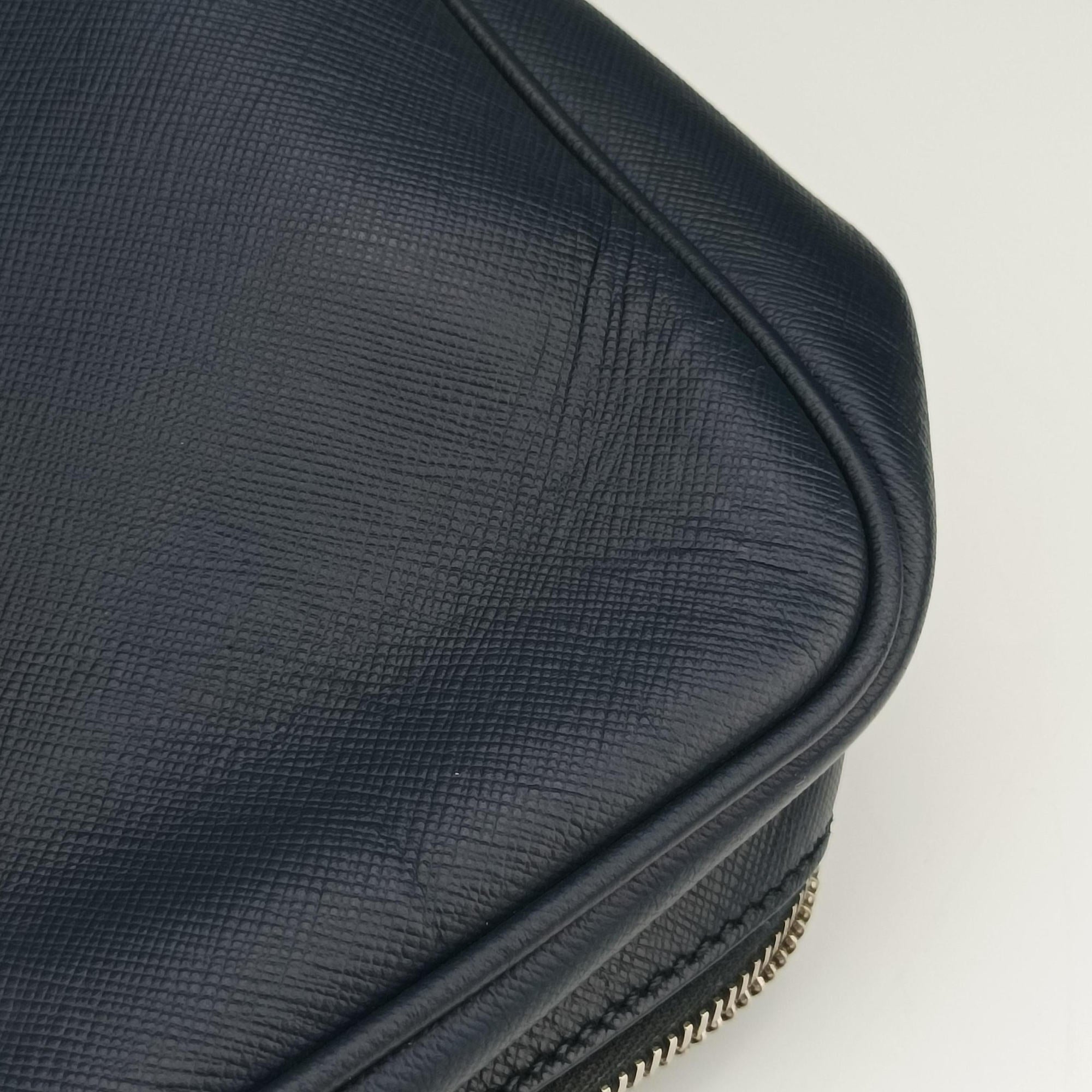 Vintage Prada business bag briefcase Navy SAFFIANO Leather 2VE363 handbag | stylenewstar