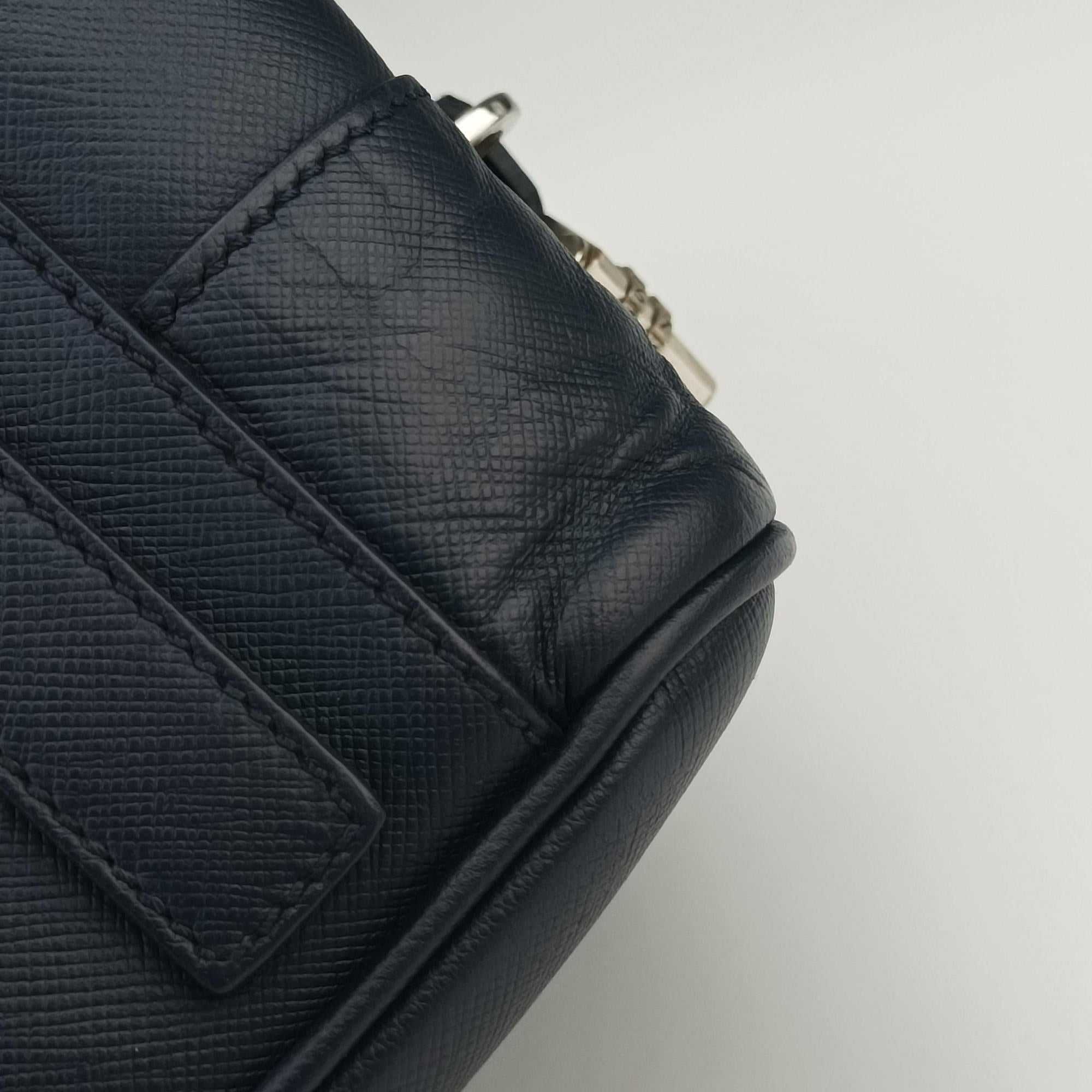 Vintage Prada business bag briefcase Navy SAFFIANO Leather 2VE363 handbag | stylenewstar