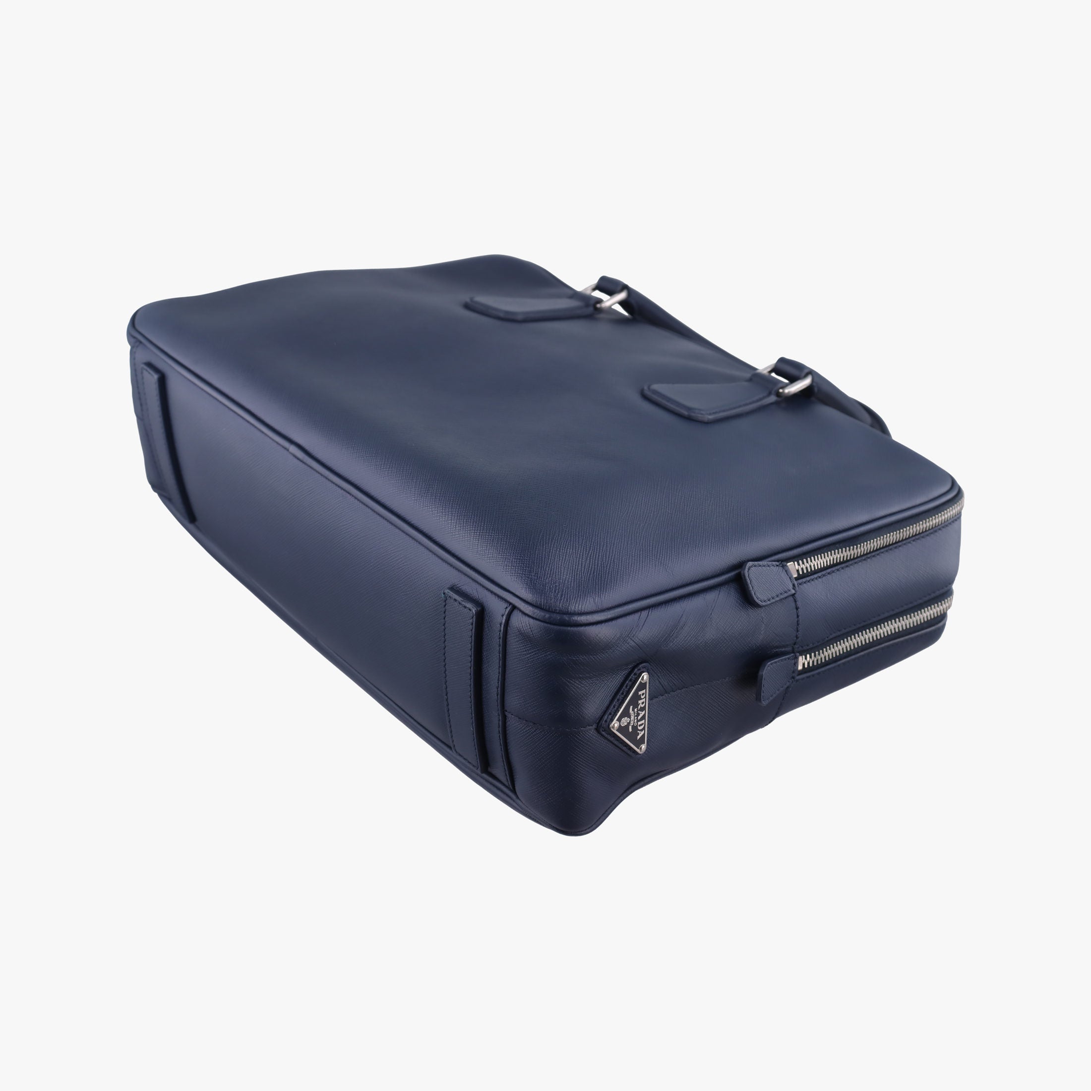 Vintage Prada business bag briefcase Navy SAFFIANO Leather 2VE363 handbag | stylenewstar