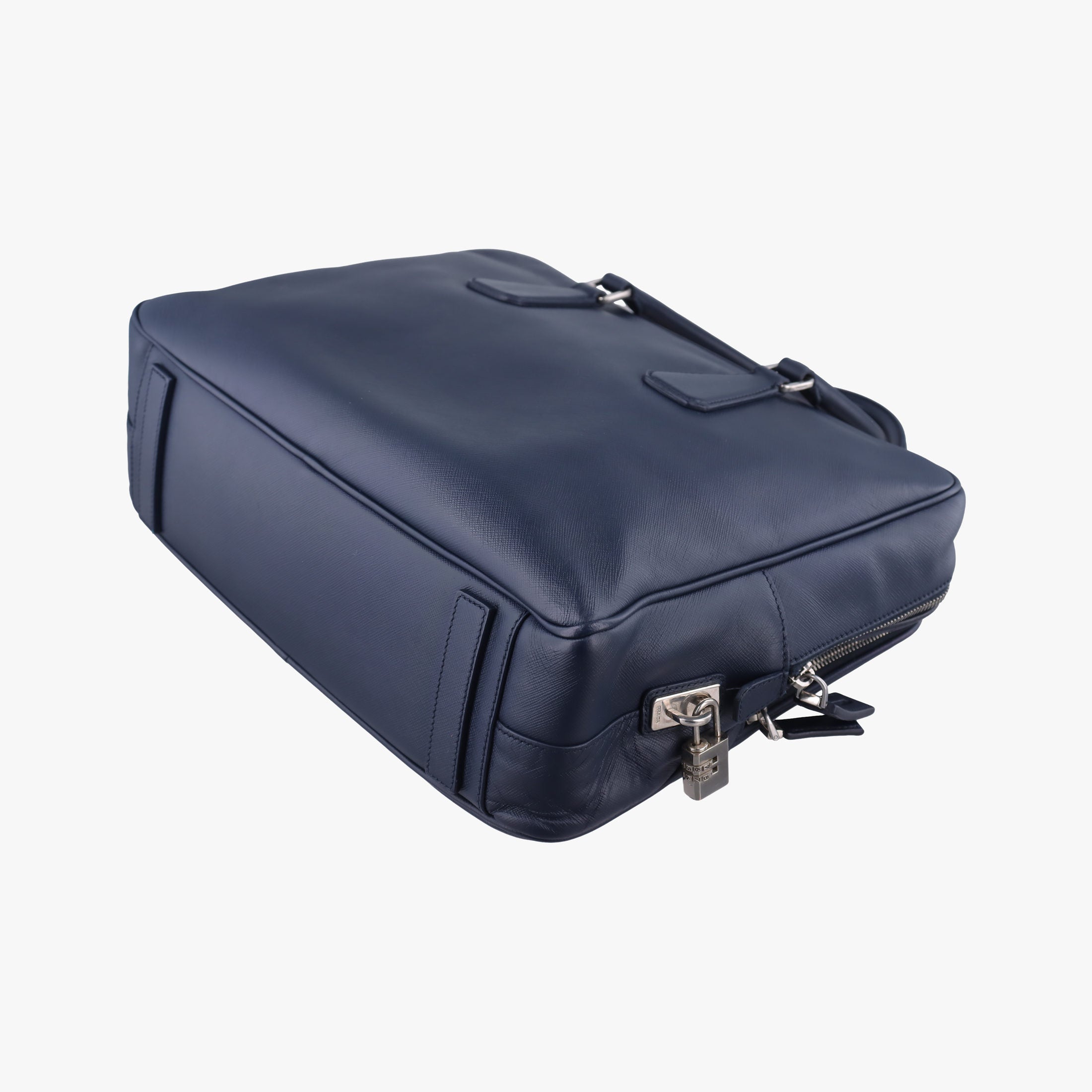 Vintage Prada business bag briefcase Navy SAFFIANO Leather 2VE363 handbag | stylenewstar