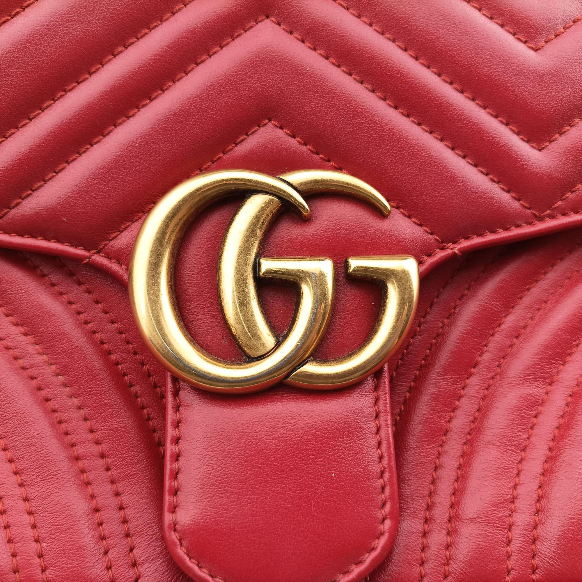 Vintage Gucci GG Marmont Red Leather 443497 shoulderbag | stylenewstar