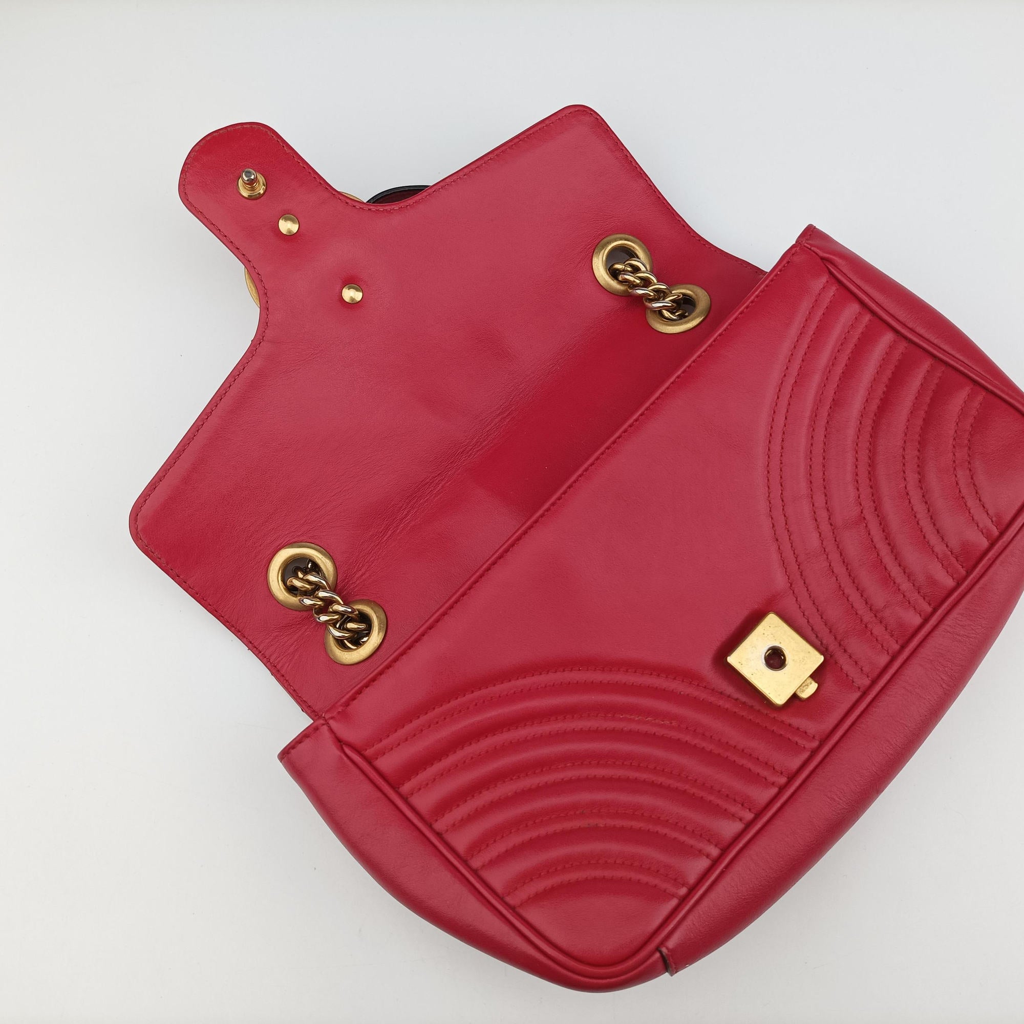 Vintage Gucci GG Marmont Red Leather 443497 shoulderbag | stylenewstar