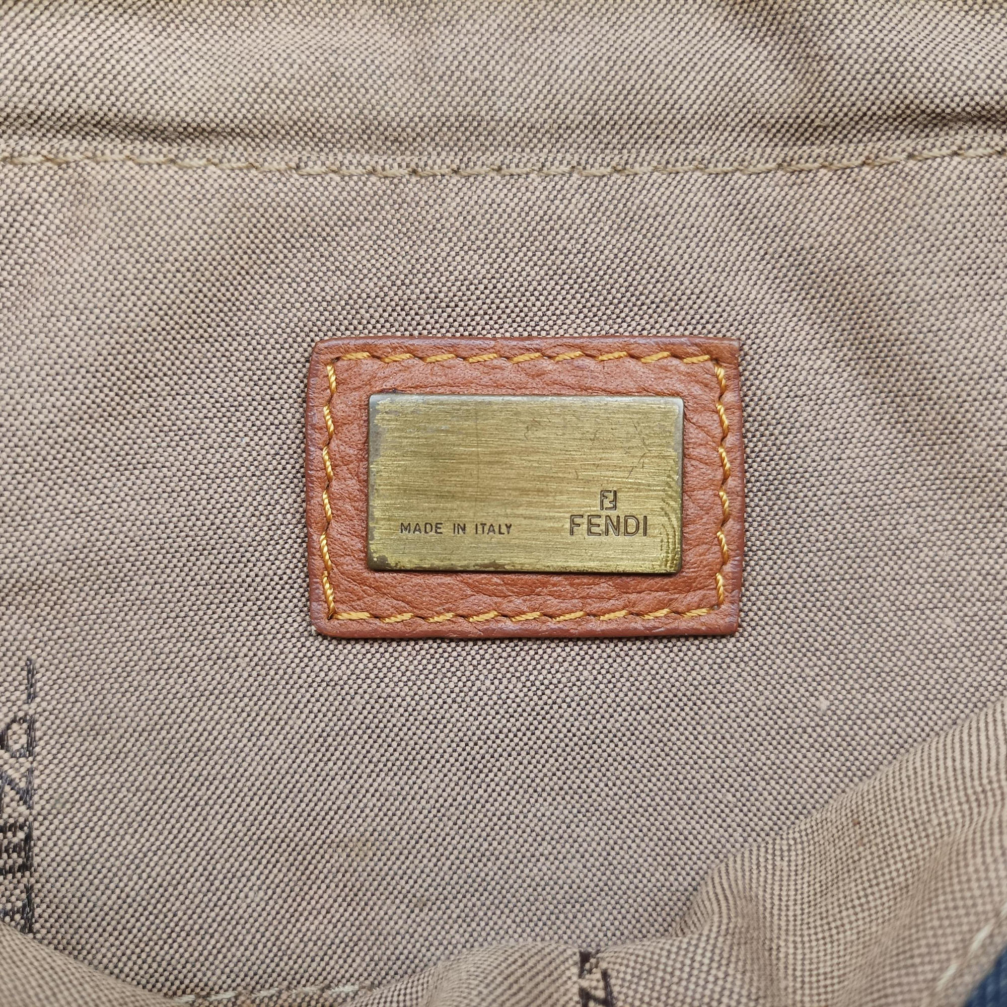 Vintage Fendi Chef Blue Denim ×Brown Trim Denim CanvasxCalfskin  shoulderbag | stylenewstar