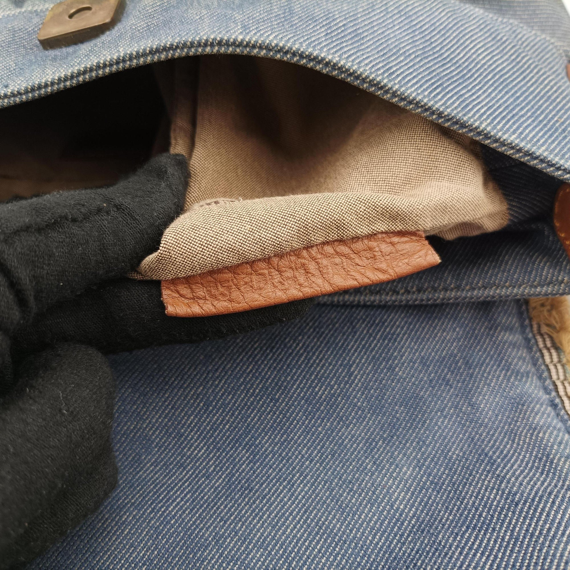 Vintage Fendi Chef Blue Denim ×Brown Trim Denim CanvasxCalfskin  shoulderbag | stylenewstar