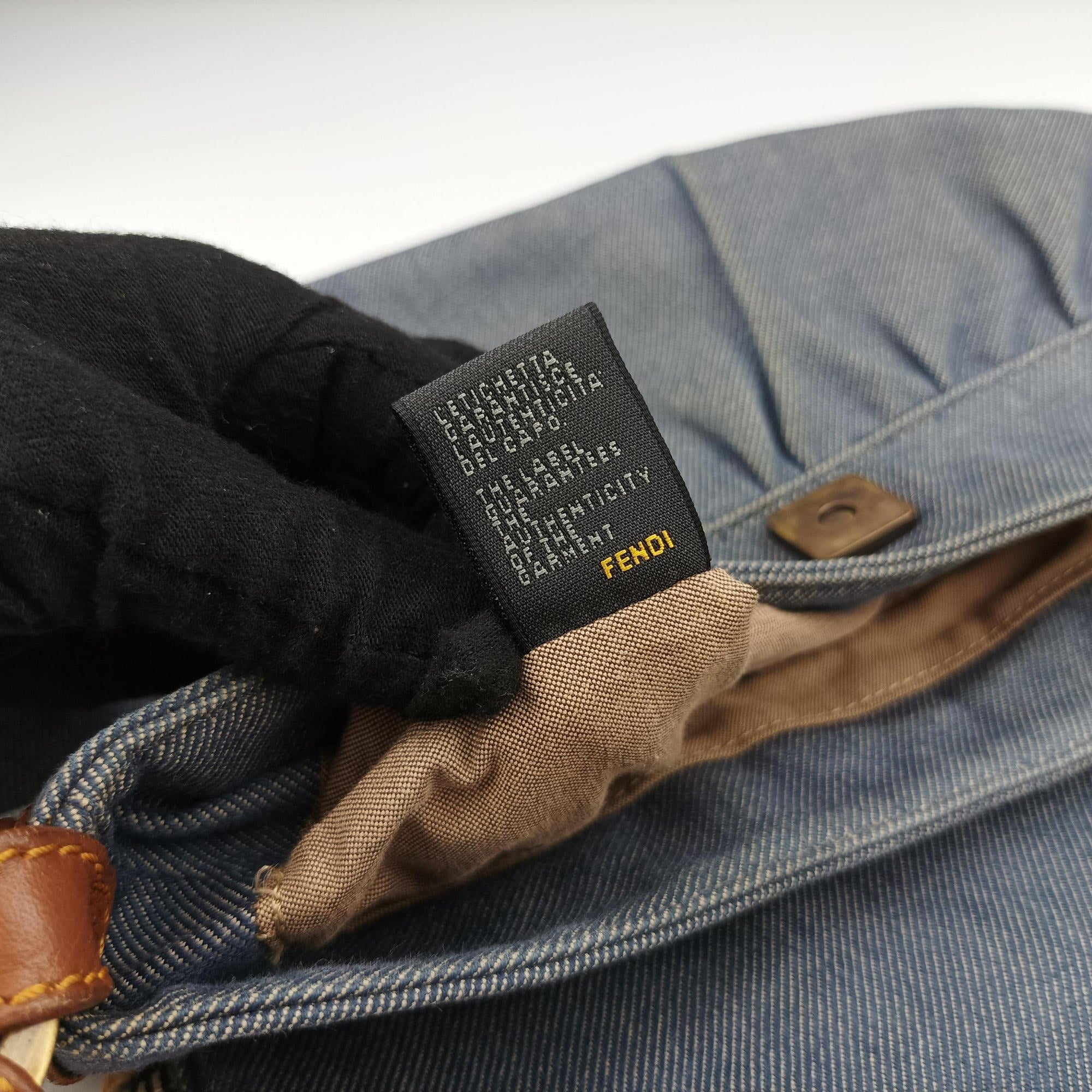 Vintage Fendi Chef Blue Denim ×Brown Trim Denim CanvasxCalfskin  shoulderbag | stylenewstar