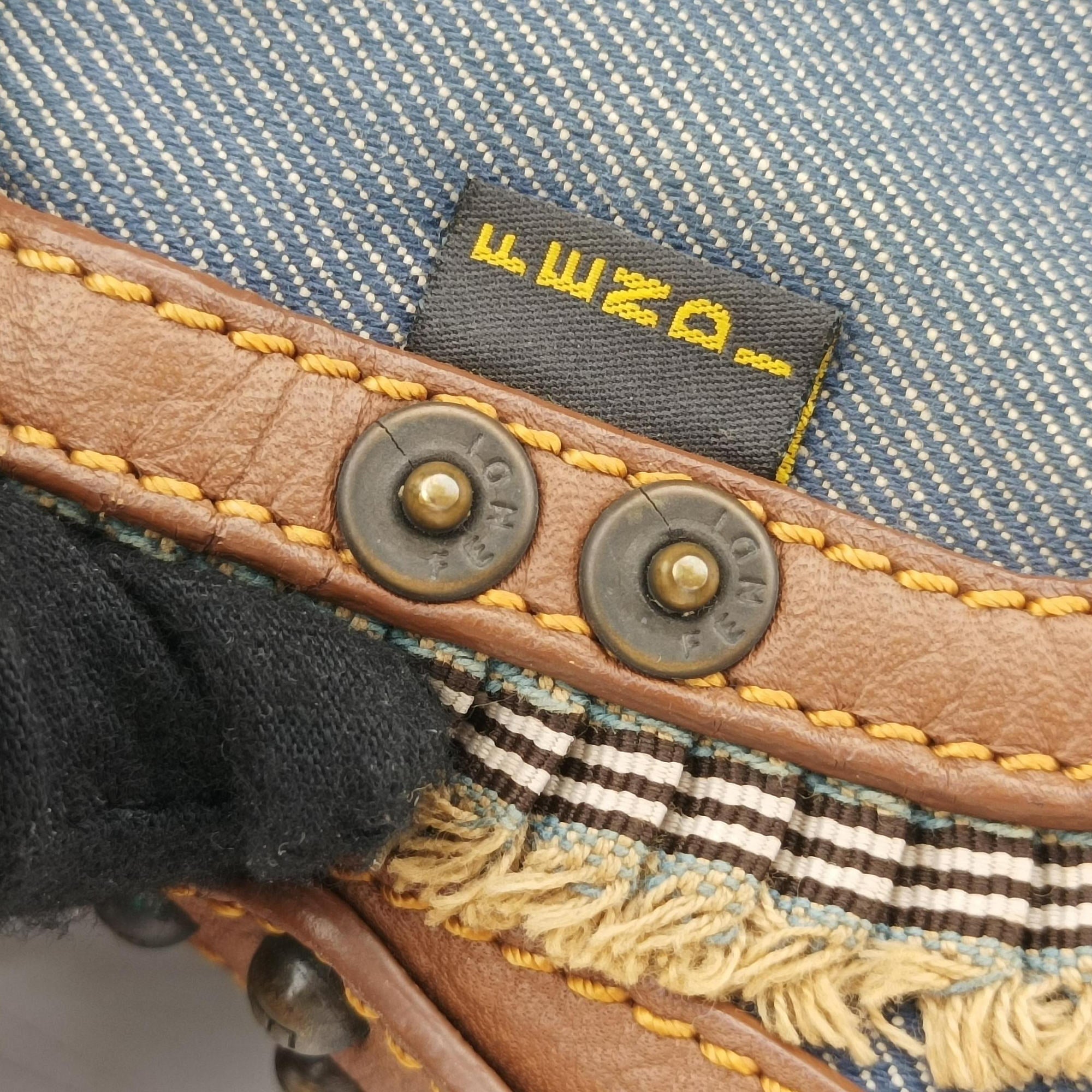 Vintage Fendi Chef Blue Denim ×Brown Trim Denim CanvasxCalfskin  shoulderbag | stylenewstar