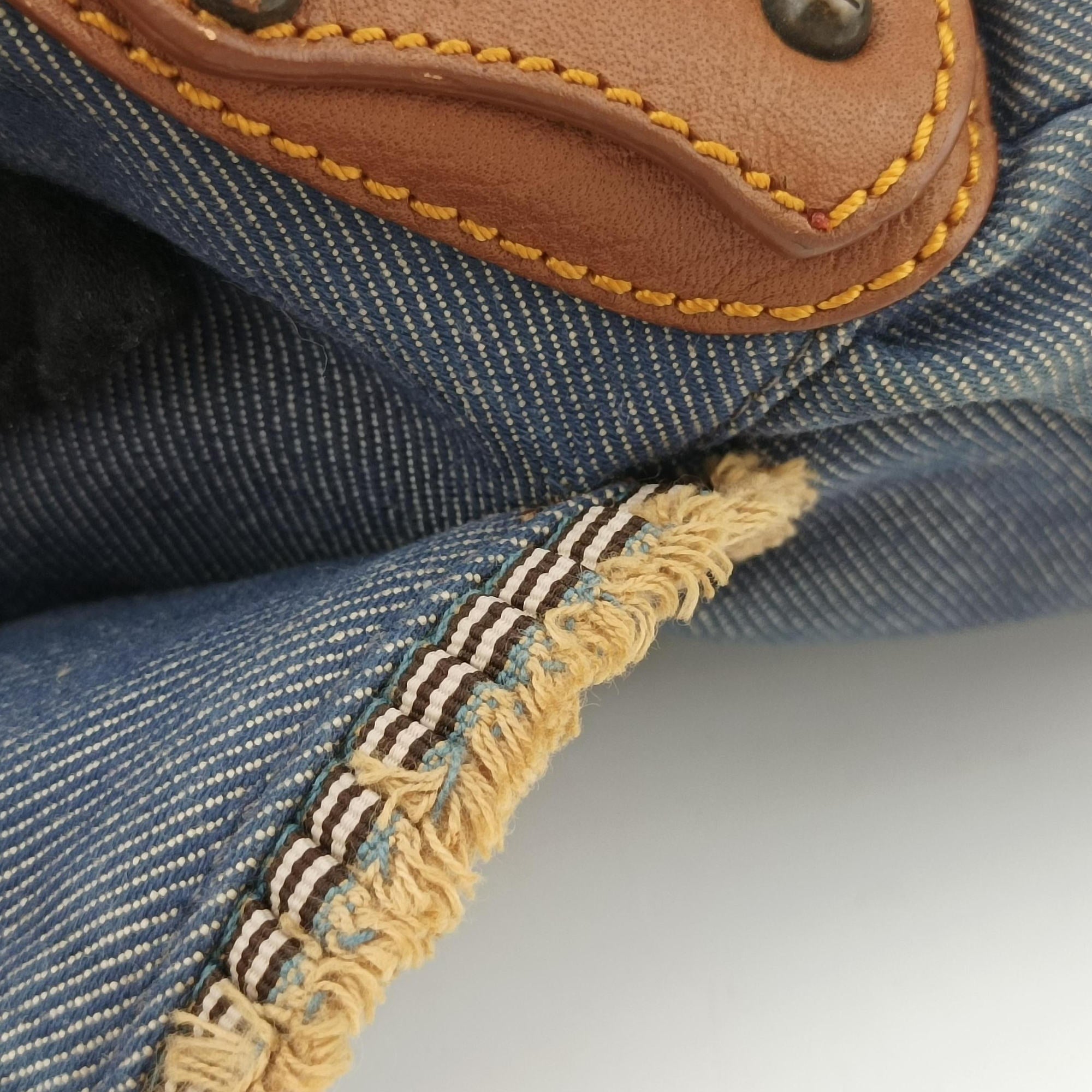 Vintage Fendi Chef Blue Denim ×Brown Trim Denim CanvasxCalfskin  shoulderbag | stylenewstar