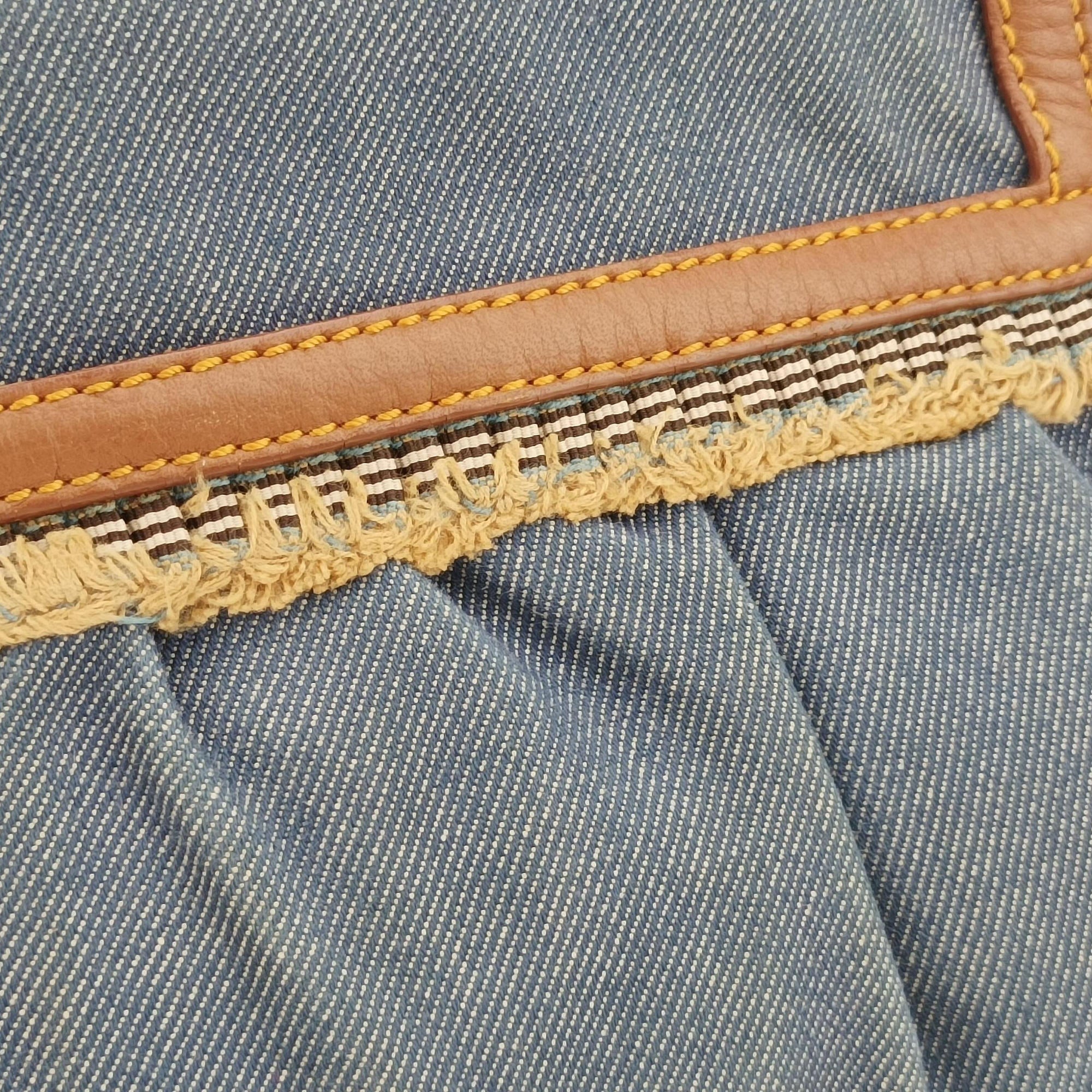 Vintage Fendi Chef Blue Denim ×Brown Trim Denim CanvasxCalfskin  shoulderbag | stylenewstar