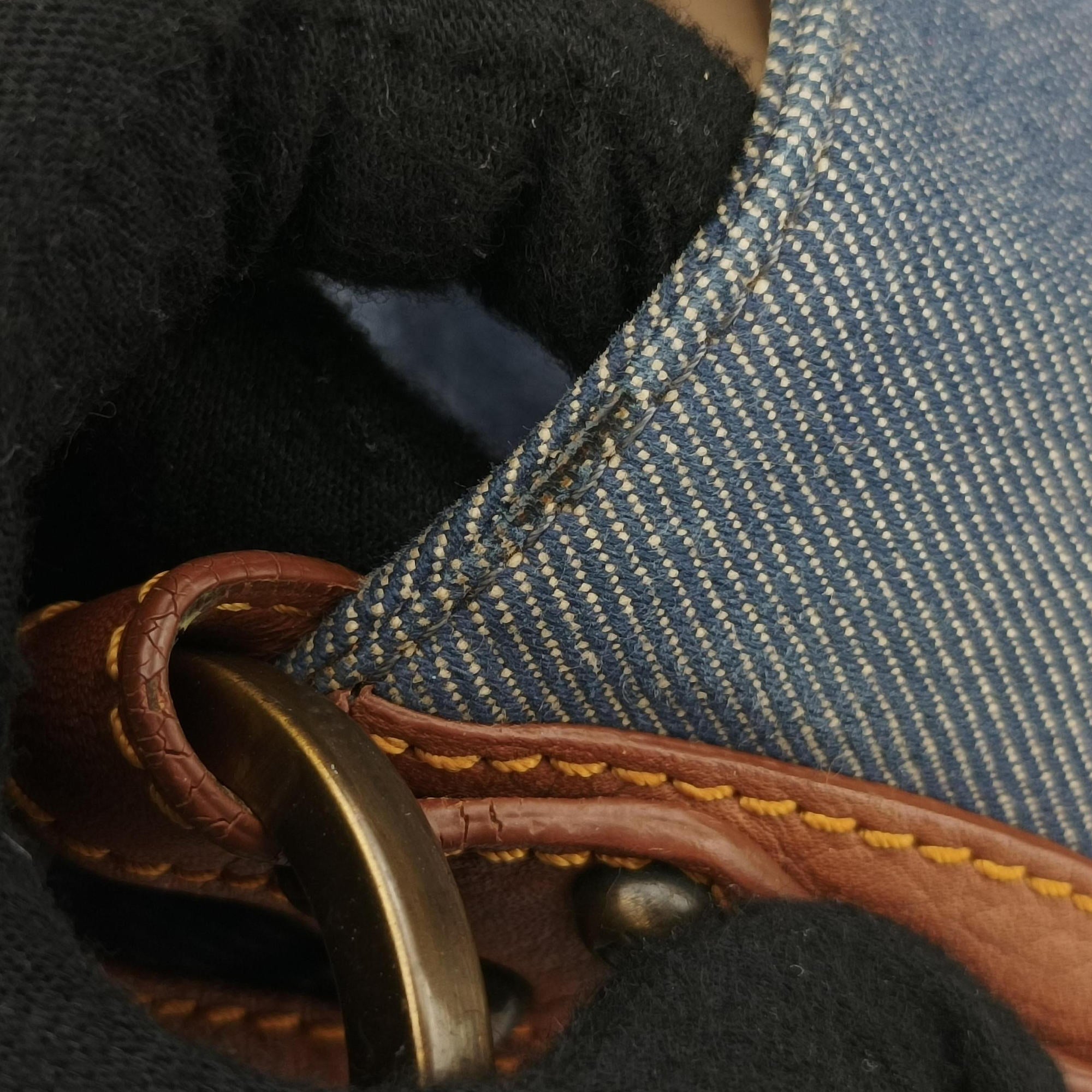 Vintage Fendi Chef Blue Denim ×Brown Trim Denim CanvasxCalfskin  shoulderbag | stylenewstar