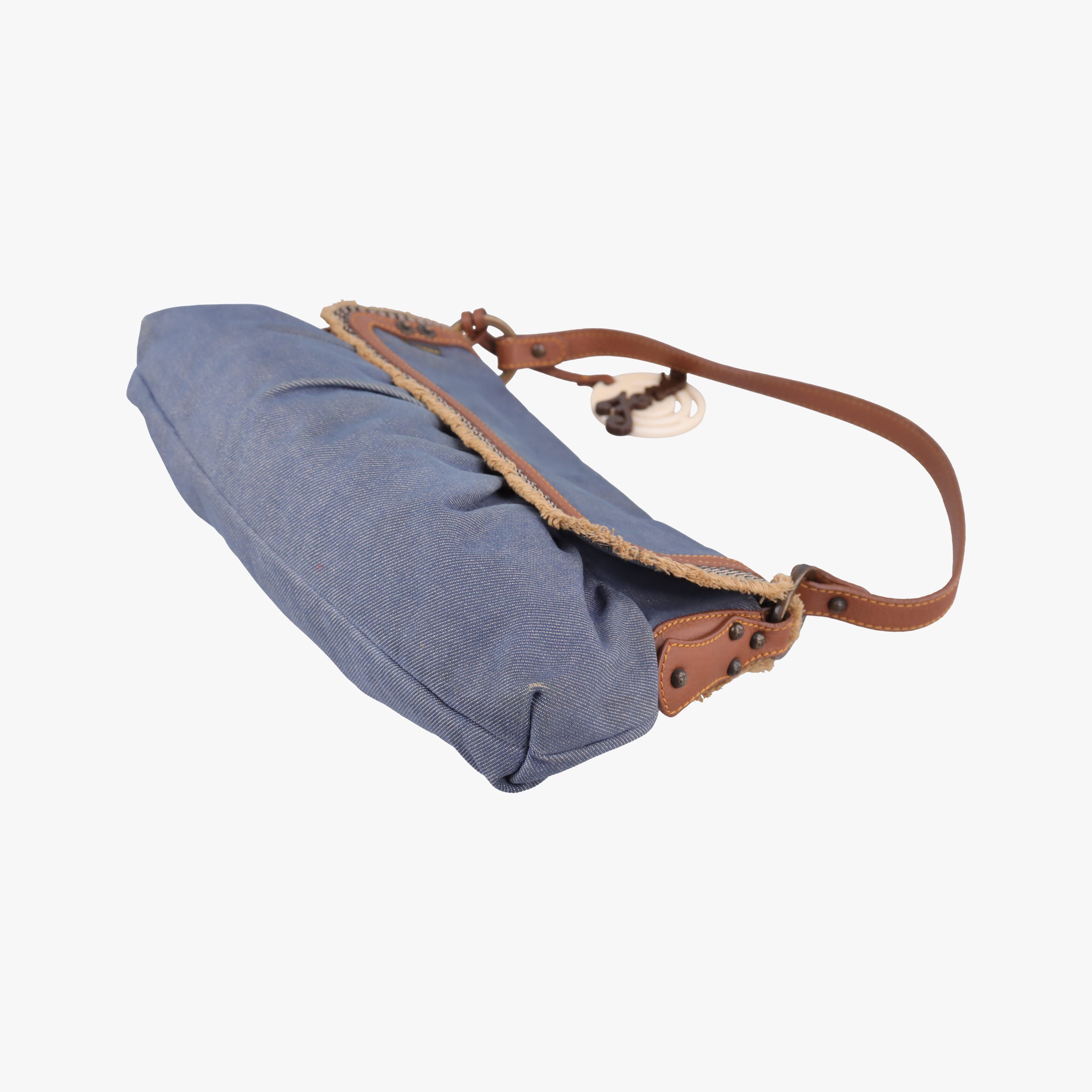 Vintage Fendi Chef Blue Denim ×Brown Trim Denim CanvasxCalfskin  shoulderbag | stylenewstar