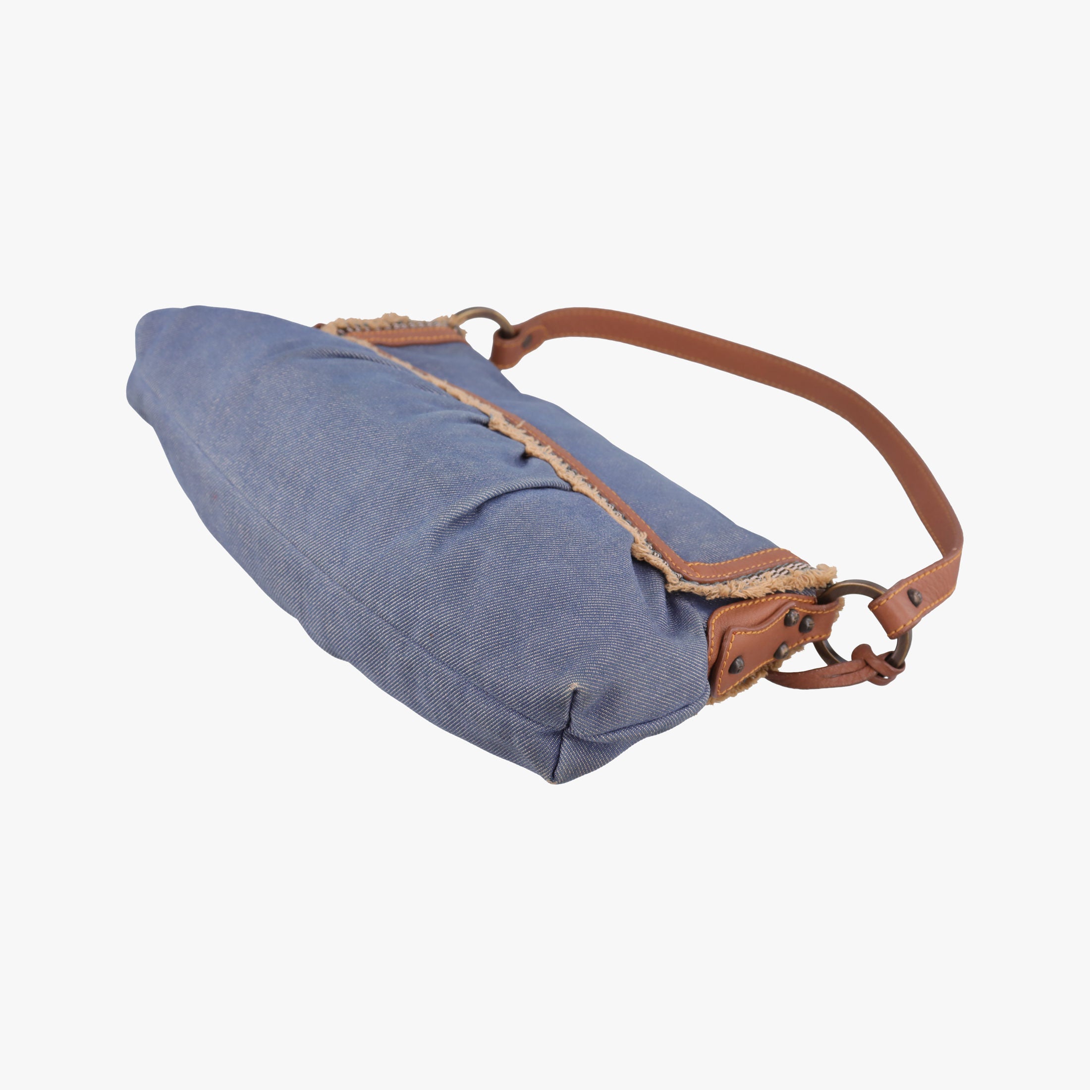 Vintage Fendi Chef Blue Denim ×Brown Trim Denim CanvasxCalfskin  shoulderbag | stylenewstar