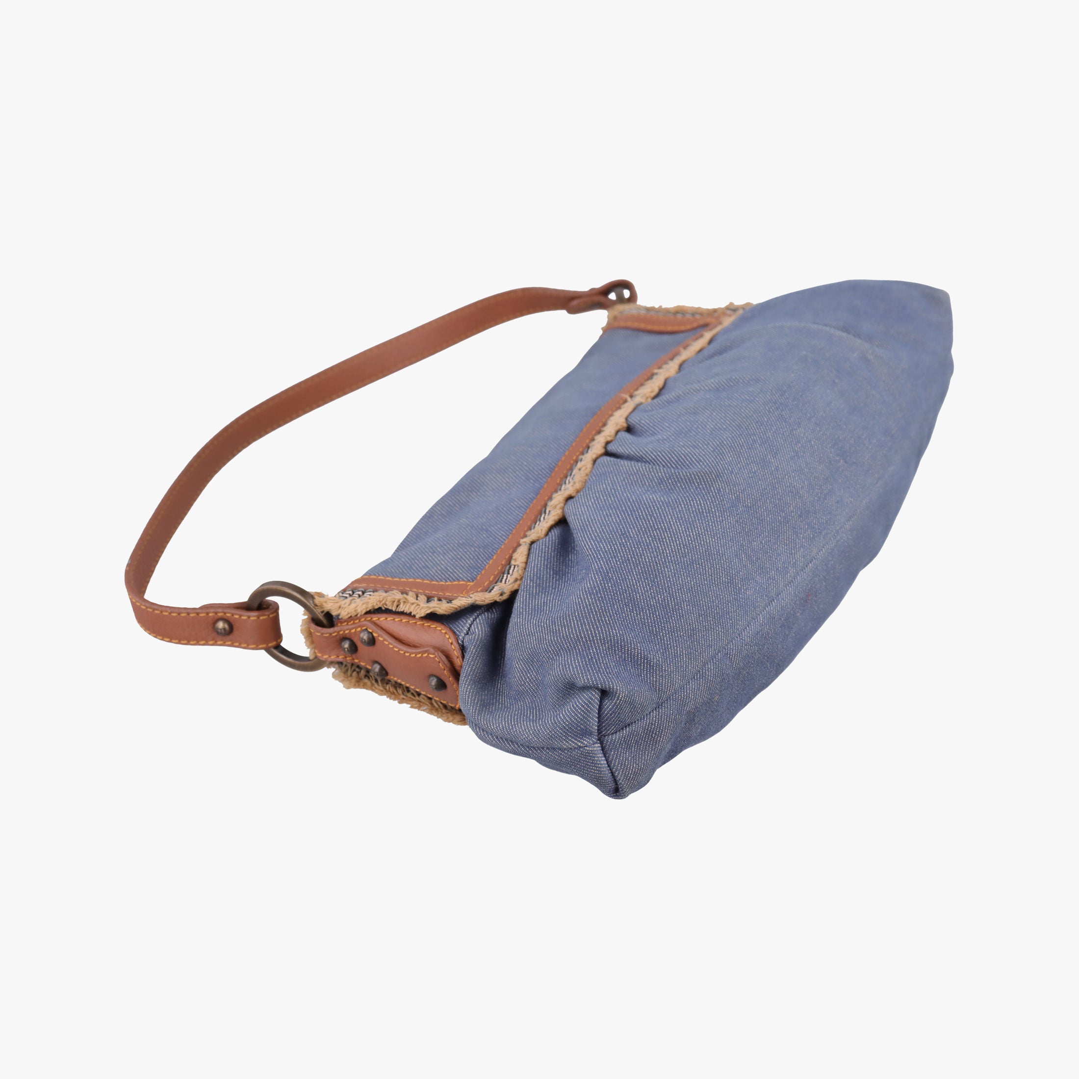 Vintage Fendi Chef Blue Denim ×Brown Trim Denim CanvasxCalfskin  shoulderbag | stylenewstar