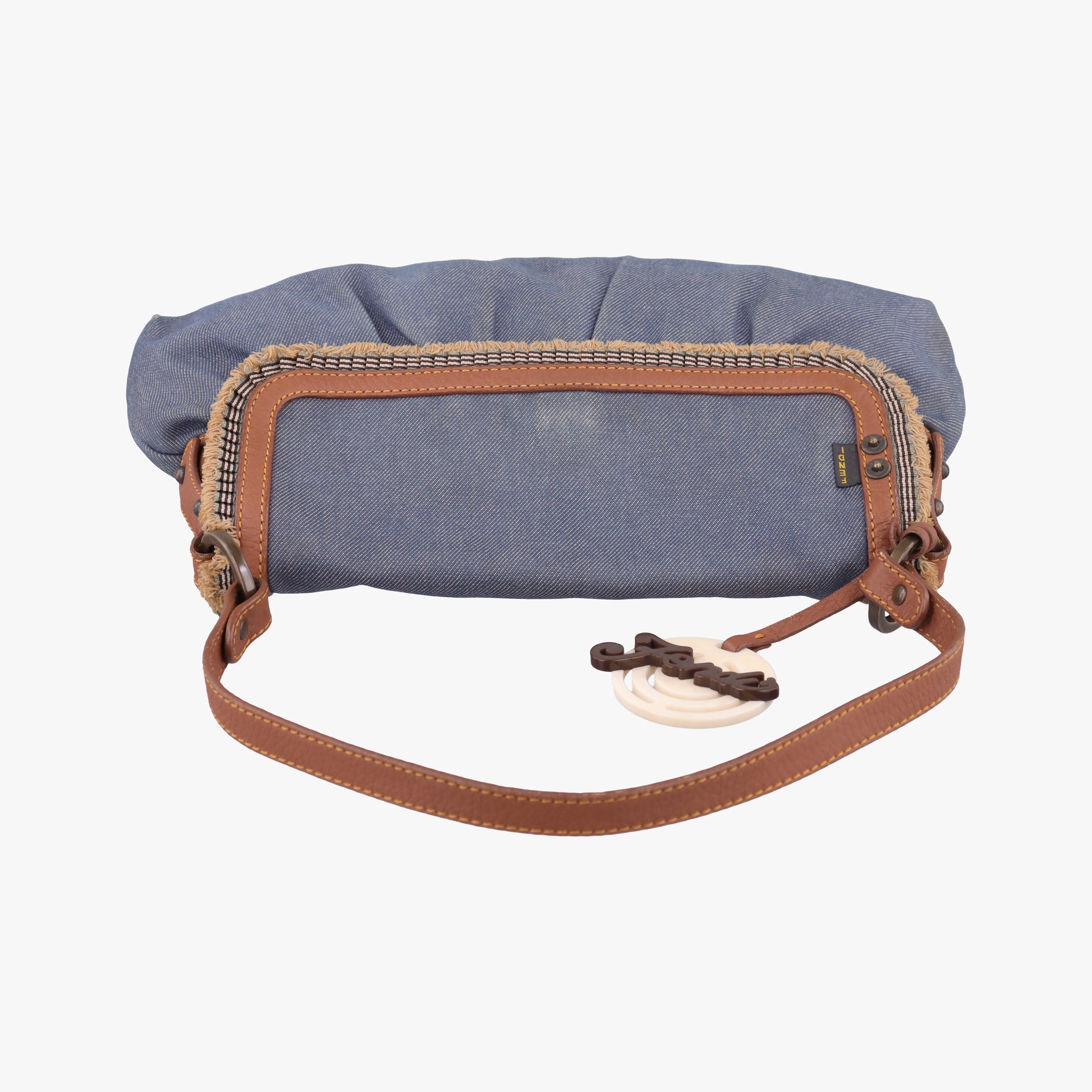Vintage Fendi Chef Blue Denim ×Brown Trim Denim CanvasxCalfskin  shoulderbag | stylenewstar