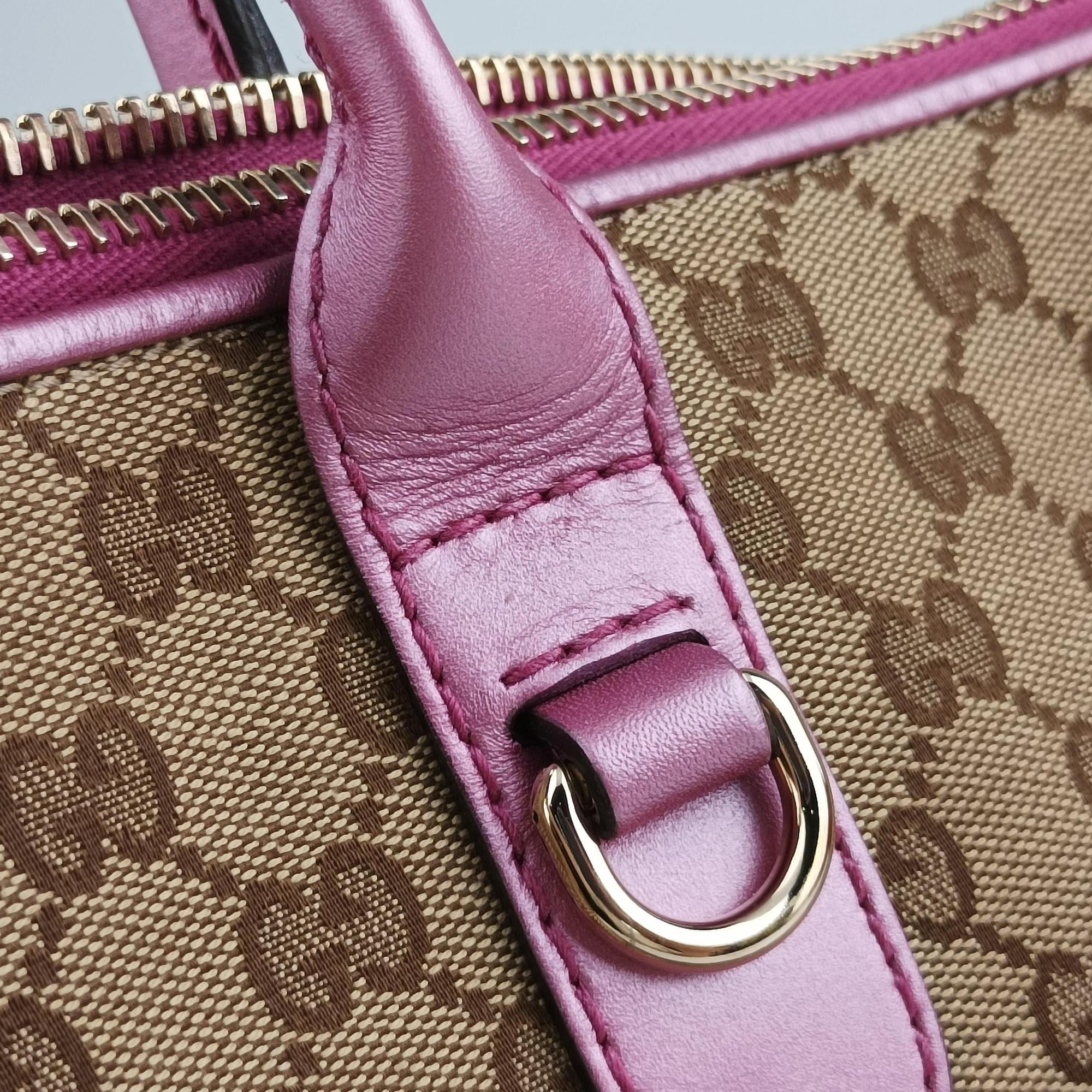 Pre-owned Gucci Guccissima Heart Bit Beige × Pink Canvas×Leather 269957 shoulderbag | stylenewstar