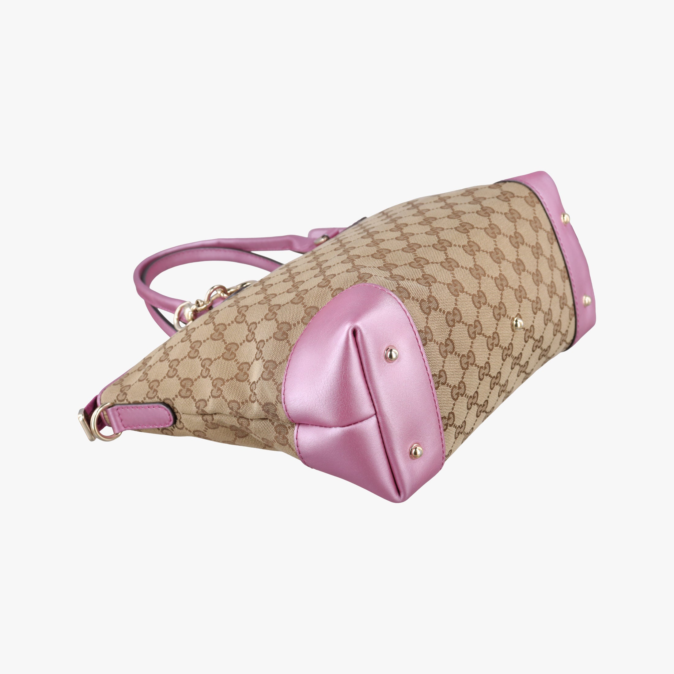 Pre-owned Gucci Guccissima Heart Bit Beige × Pink Canvas×Leather 269957 shoulderbag | stylenewstar
