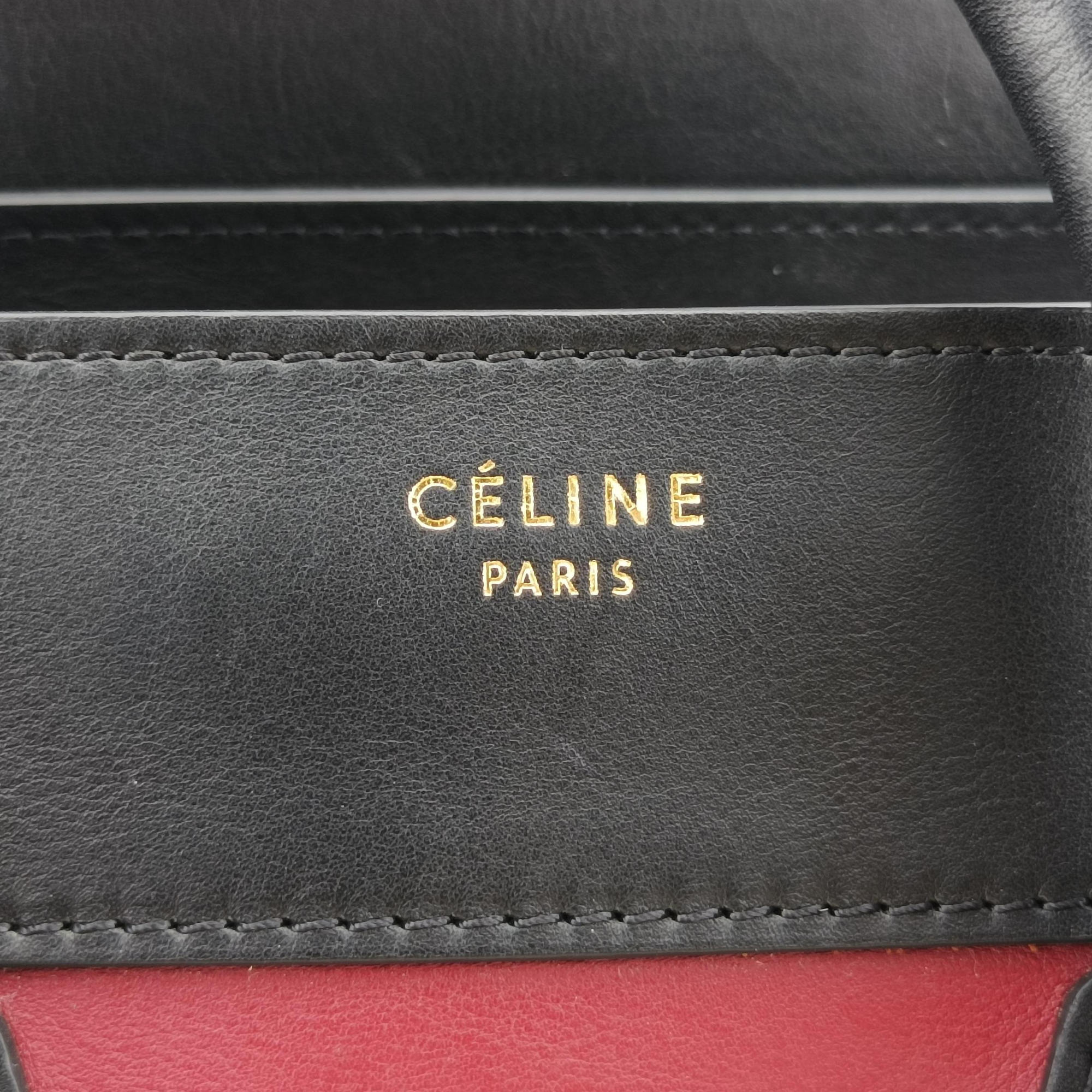 Vintage Celine Luggage Mini Shopper Beige×Bordeaux×Black Suede × leather  handbag | stylenewstar