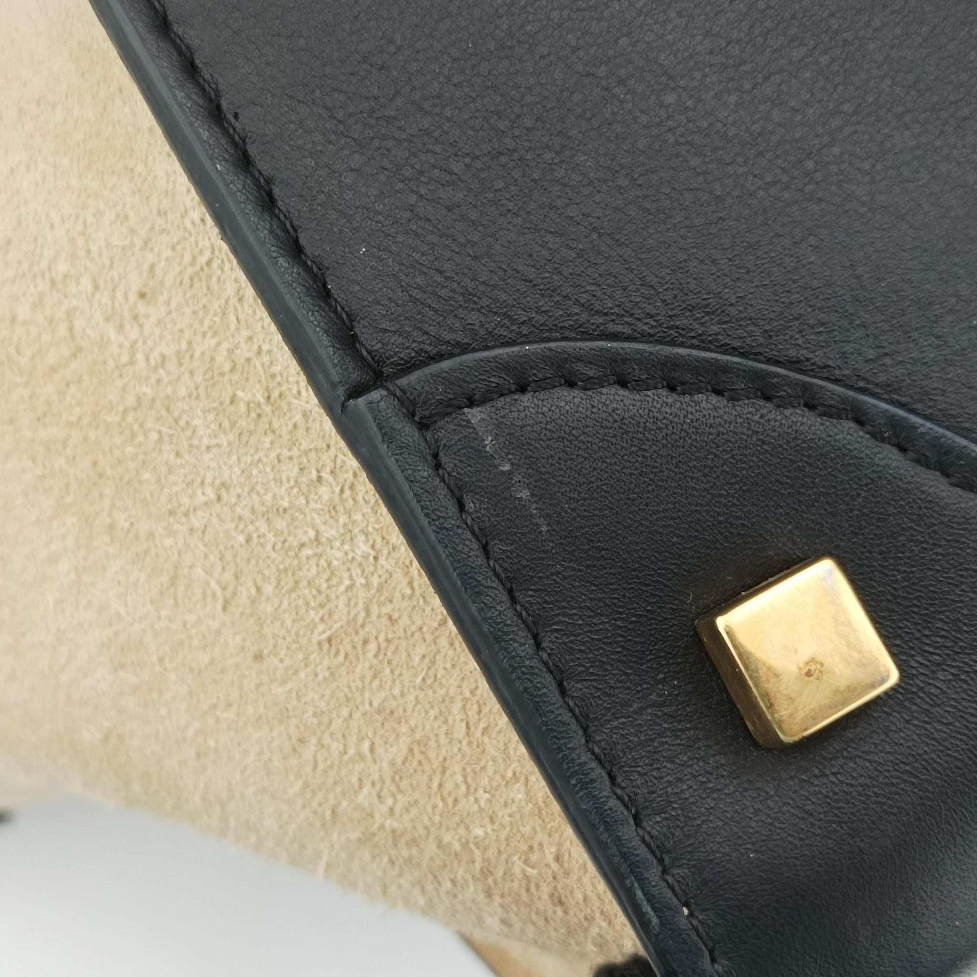 Vintage Celine Luggage Mini Shopper Beige×Bordeaux×Black Suede × leather  handbag | stylenewstar