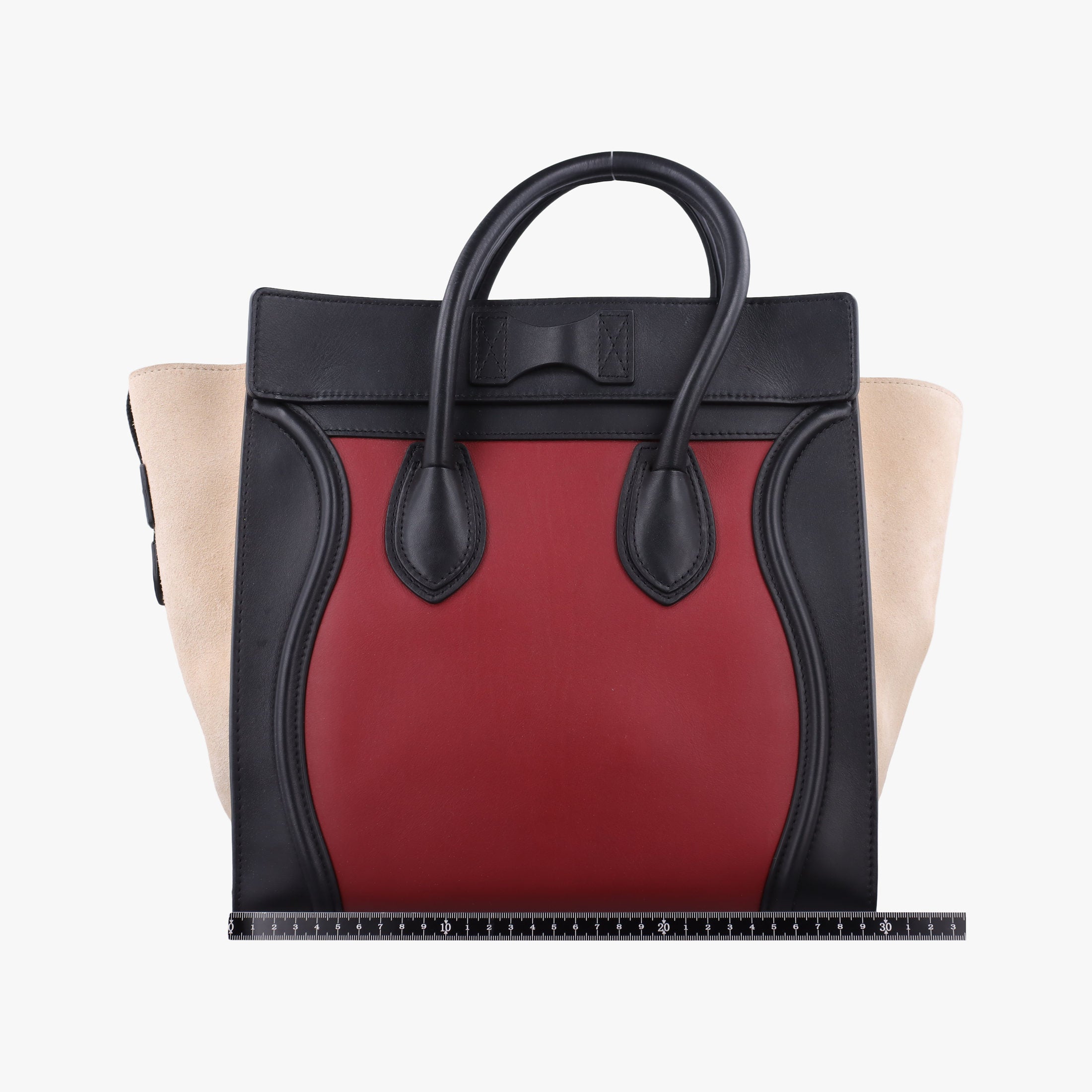 Vintage Celine Luggage Mini Shopper Beige×Bordeaux×Black Suede × leather  handbag | stylenewstar