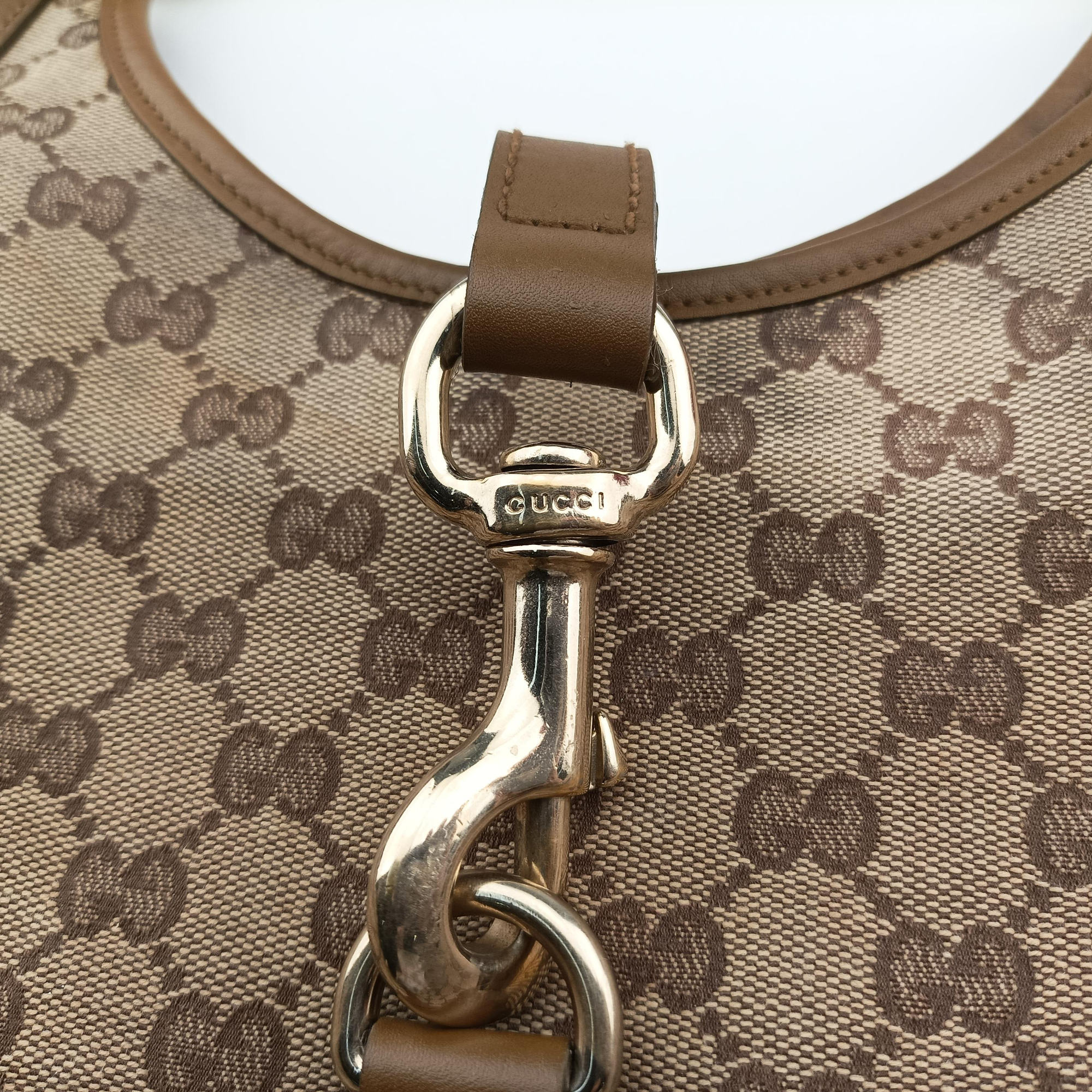 Vintage Gucci New Jackie Brown×gBeige canvas×leather 203494 handbag | stylenewstar