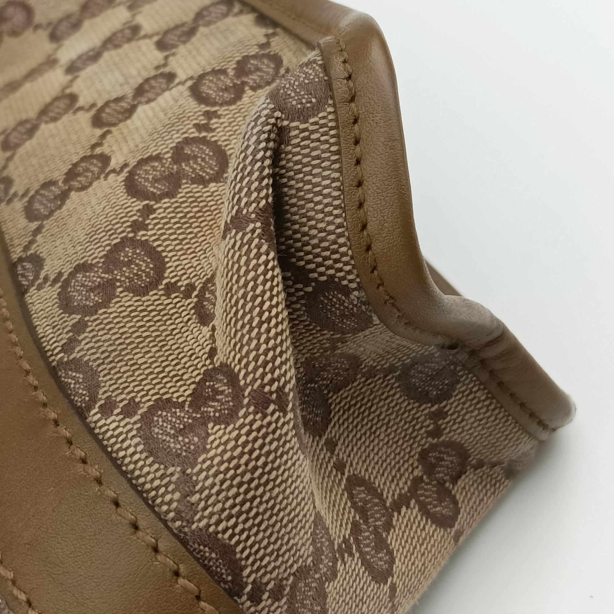 Vintage Gucci New Jackie Brown×gBeige canvas×leather 203494 handbag | stylenewstar