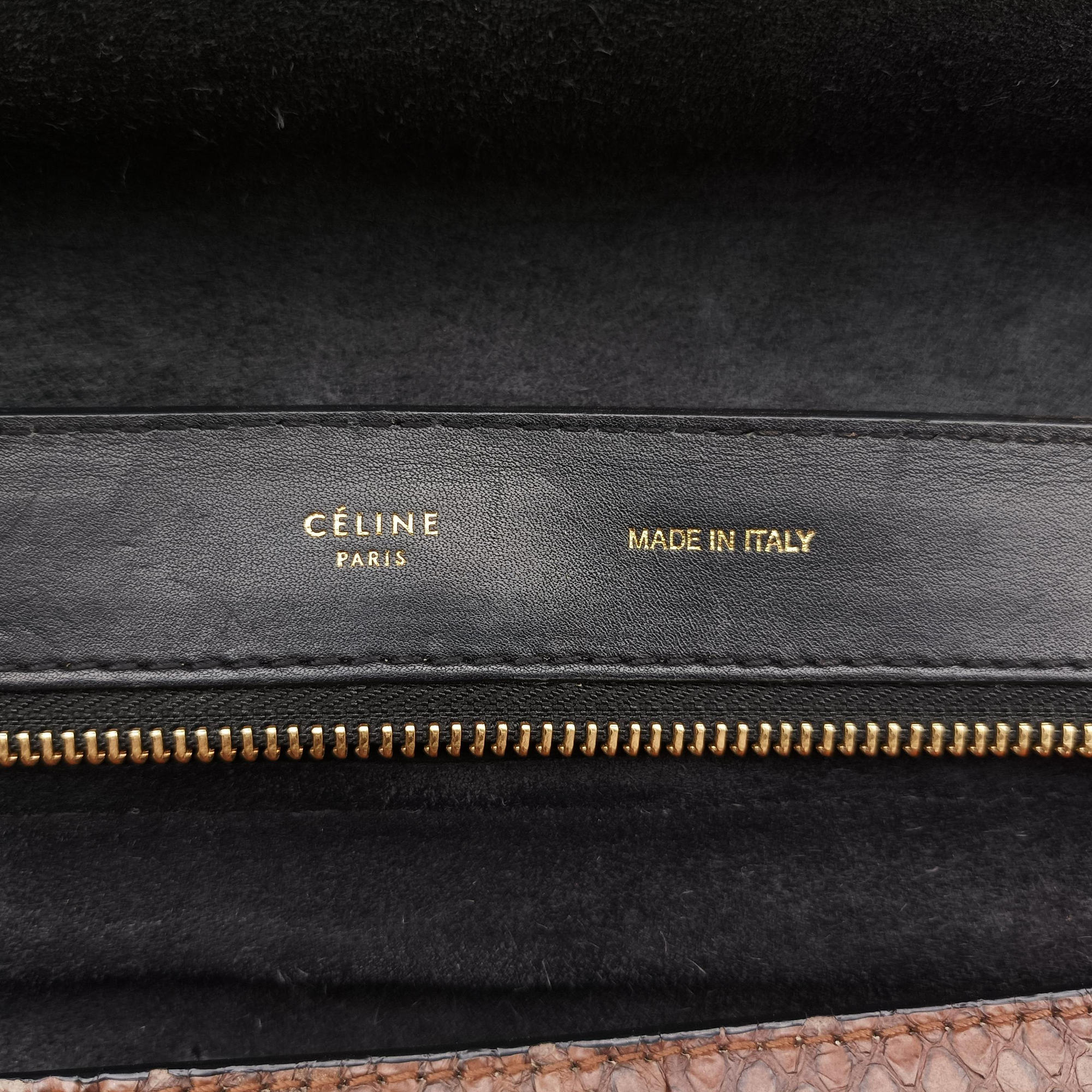 Secondhand Celine Trapeze Brown × Black Snakeskin × Leather  shoulderbag | stylenewstar