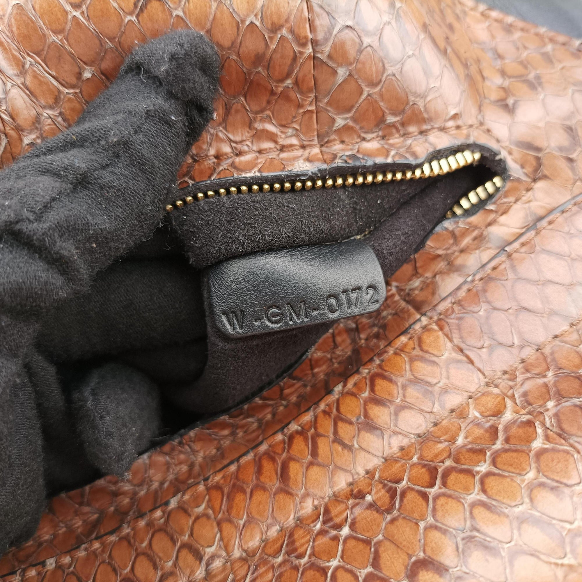Secondhand Celine Trapeze Brown × Black Snakeskin × Leather  shoulderbag | stylenewstar