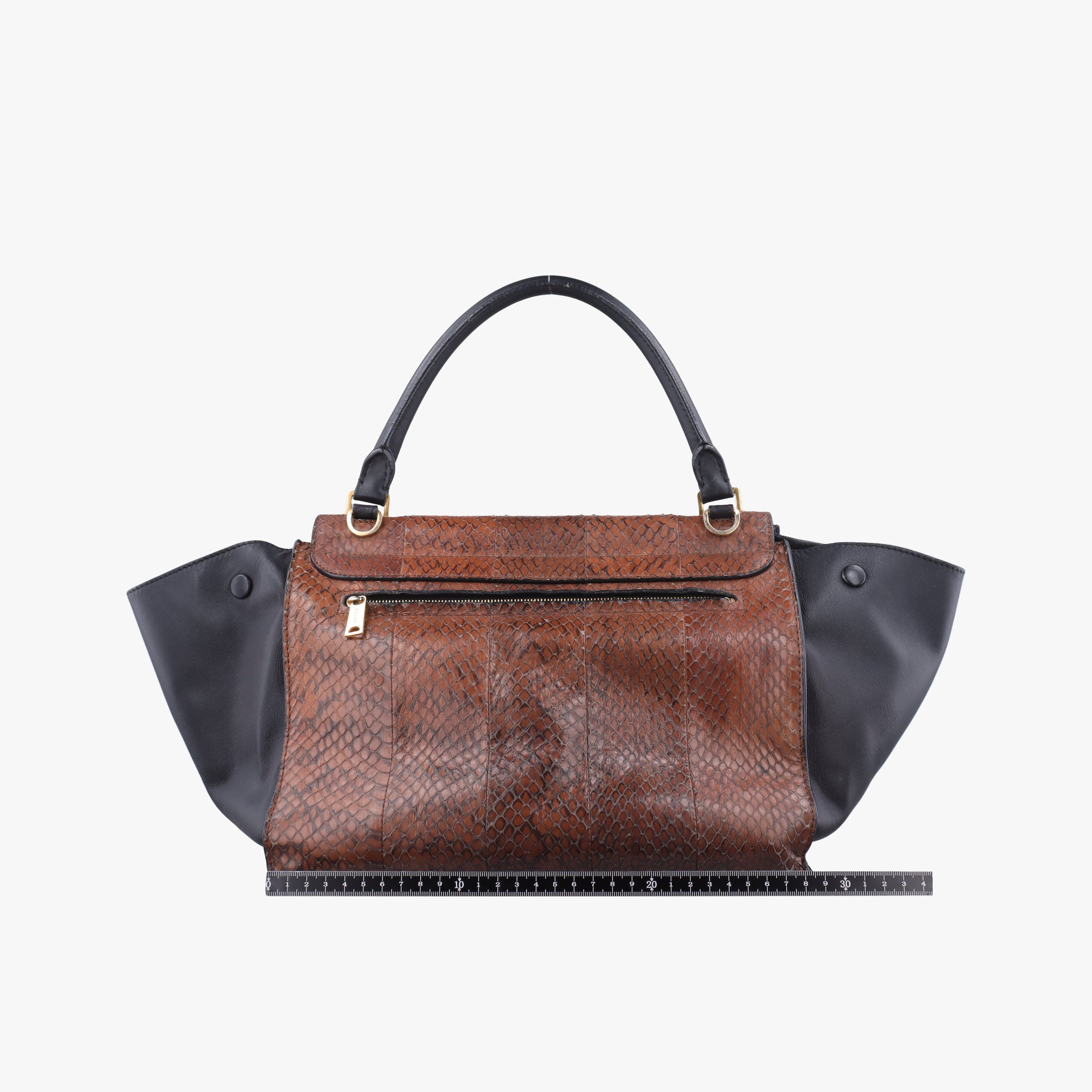 Secondhand Celine Trapeze Brown × Black Snakeskin × Leather  shoulderbag | stylenewstar
