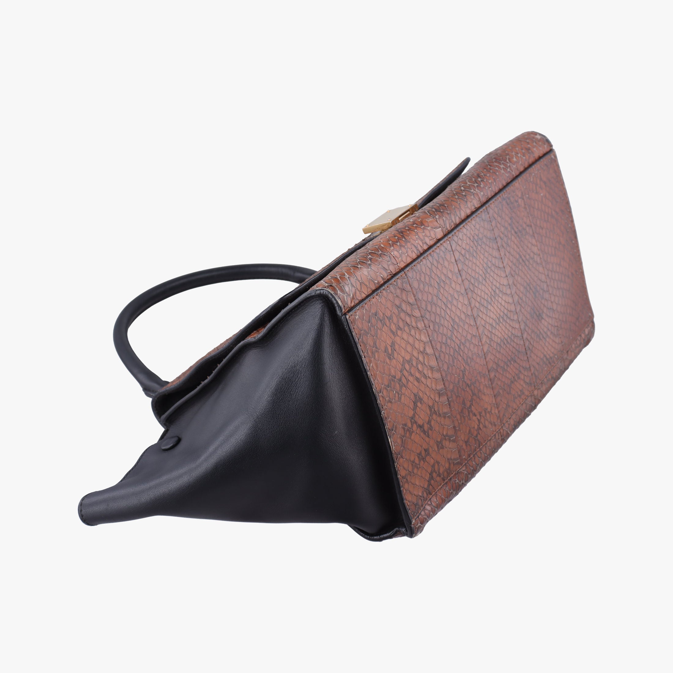 Secondhand Celine Trapeze Brown × Black Snakeskin × Leather  shoulderbag | stylenewstar